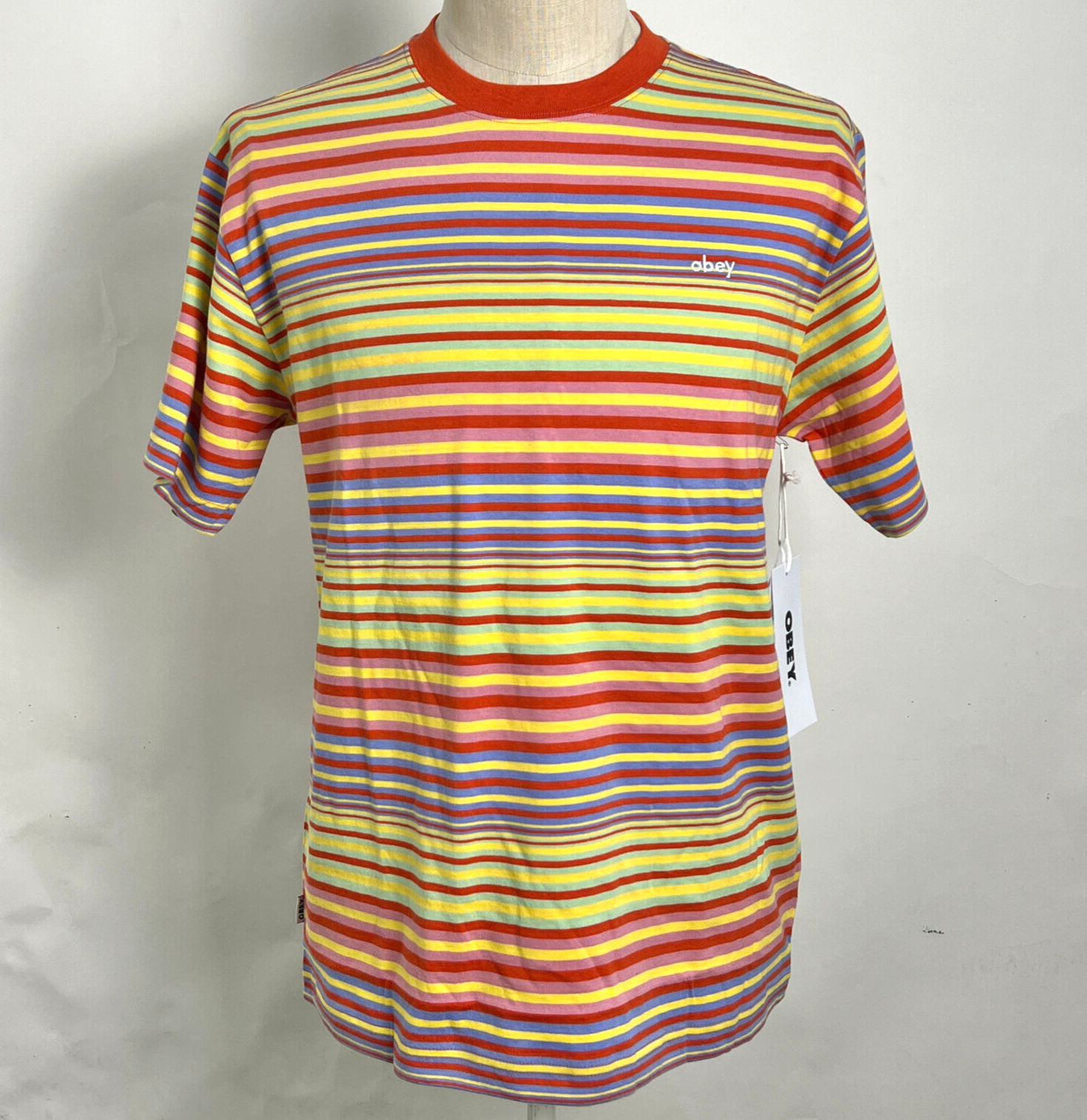 Obey Men’s Knit T-Shirt Break Burnt Orange/Multi Size M NWT Shepard Fairey