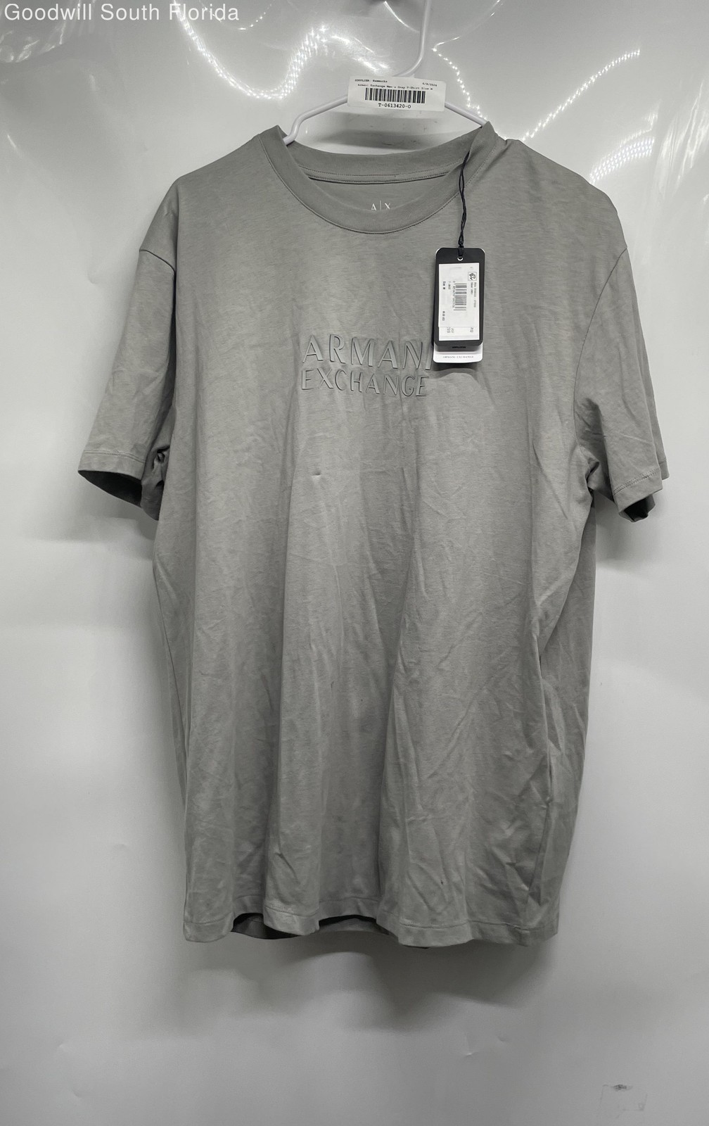 Armani Exchange Mens Gray Cotton Short Sleeve Crew Neck T-Shirt Size M With Tags
