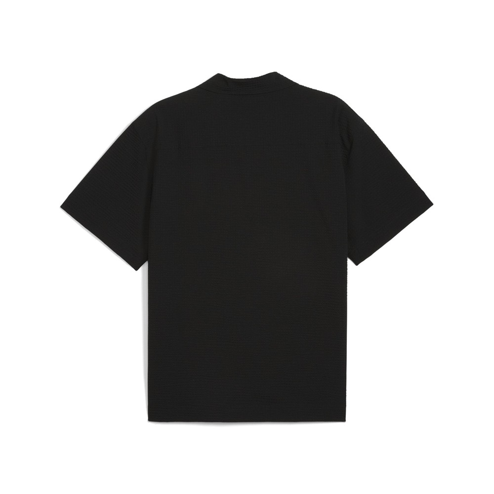 PUMA Wardrobe Essentials Seersucker Relaxed Short Sleeve Button Up Shirt Mens Si