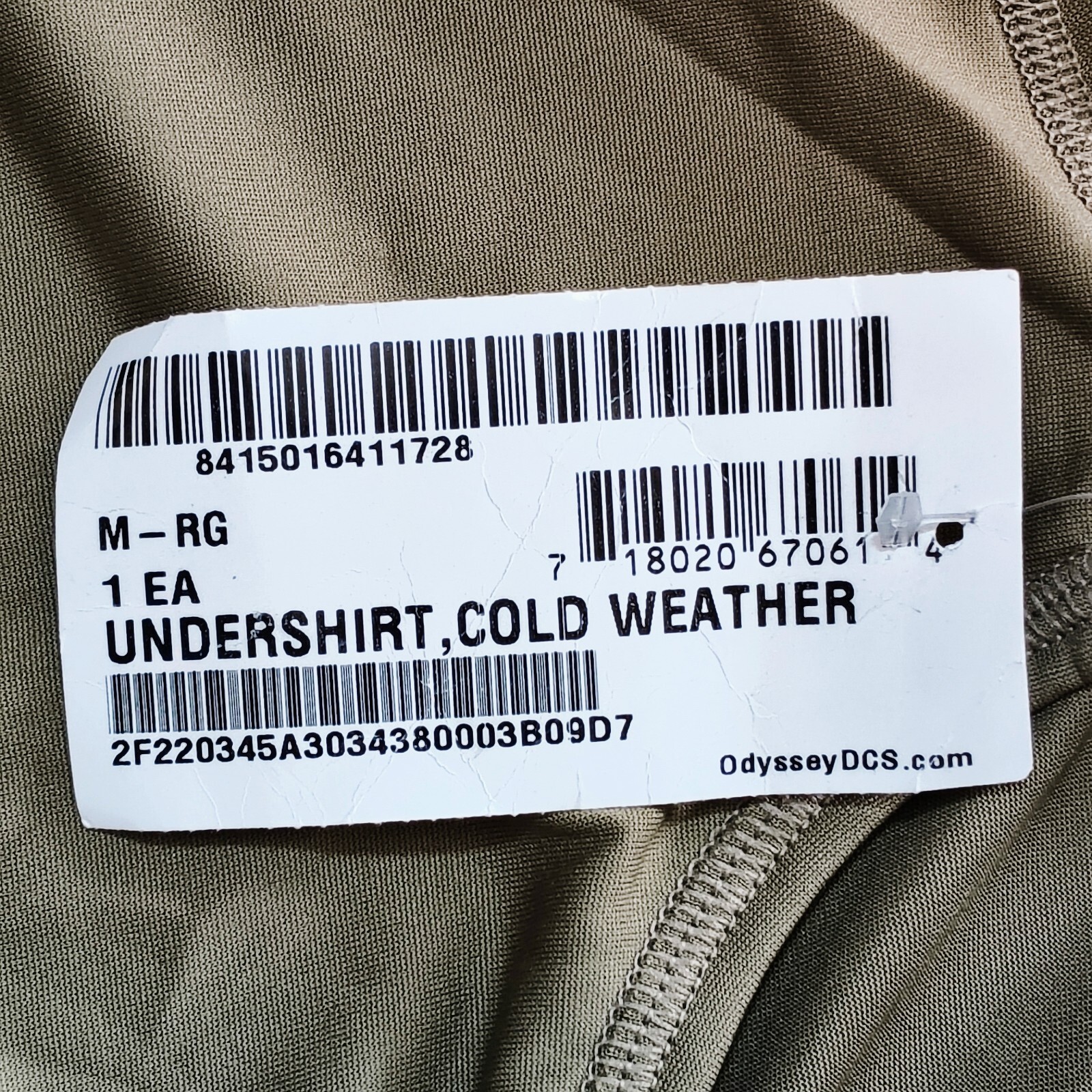 undershirt cold weather M-rg Odyssey Army Military olive drab green