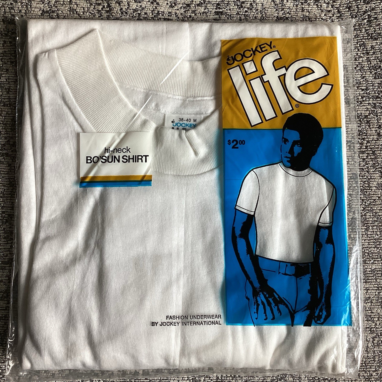Vtg 1972 Jockey Life Bosun High Neck T-Shirt NOS Deadstock 70s Blank White Tee