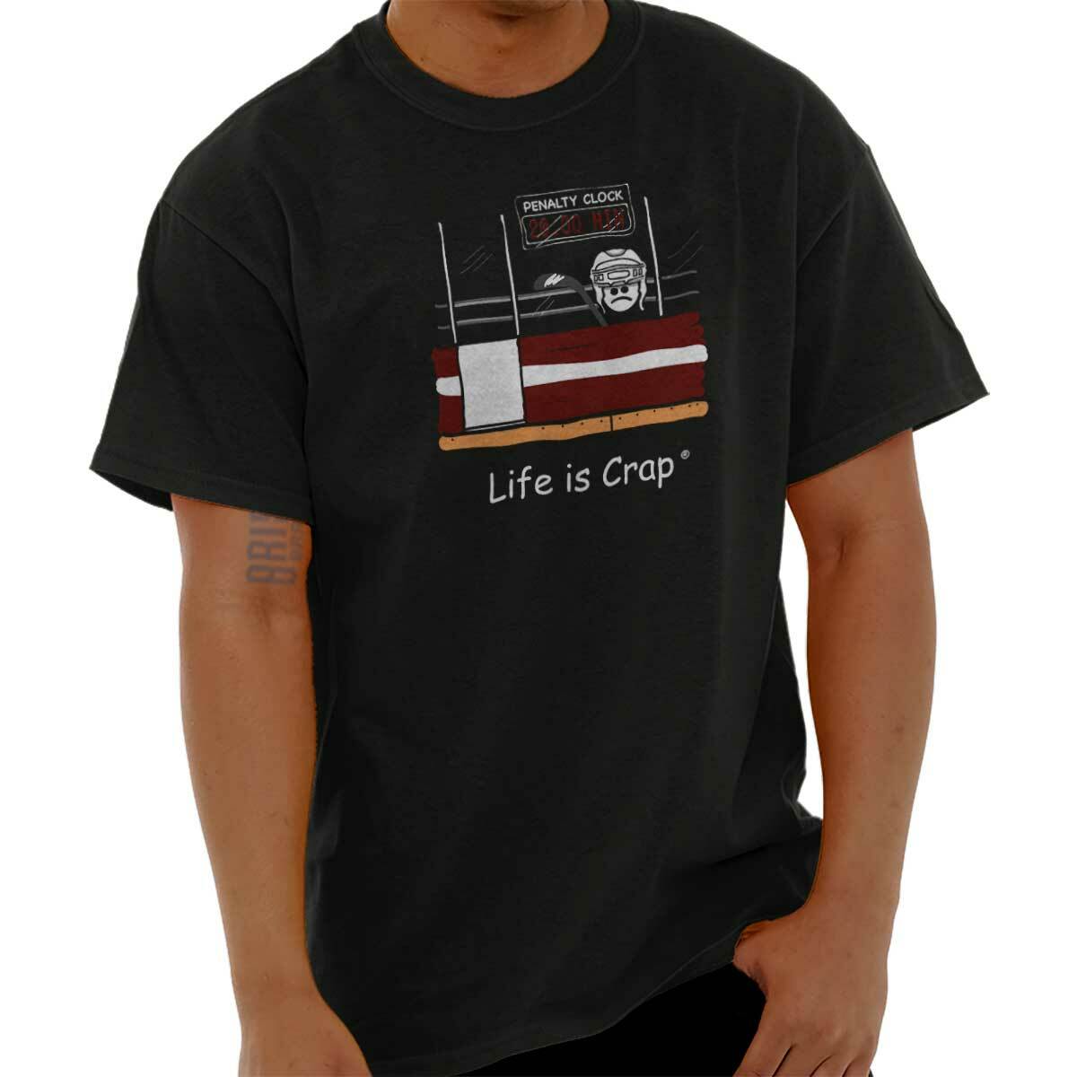 Life is Crap Hockey Penalty Box Sports Gift Mens Short Sleeve Crewneck Tee
