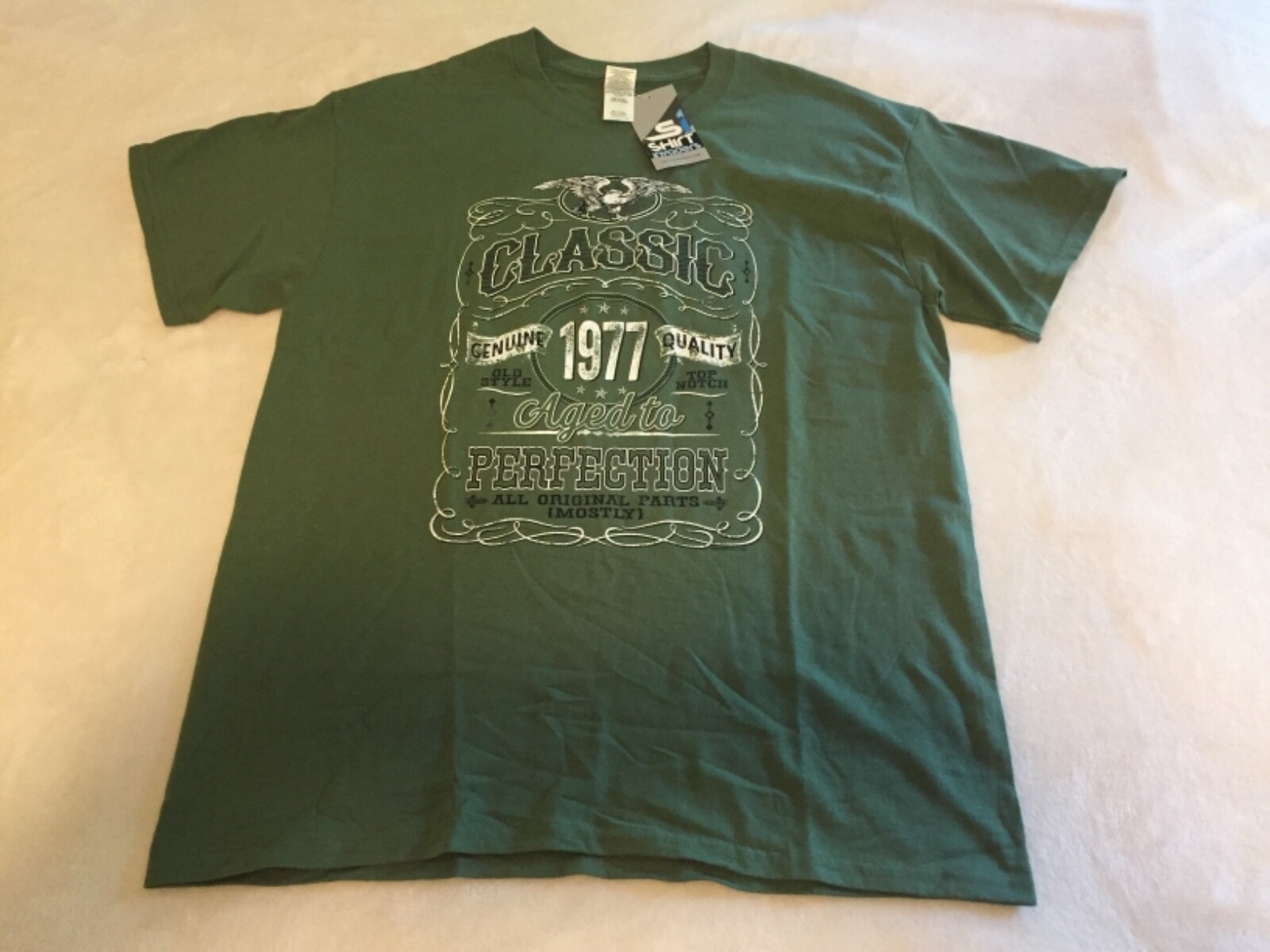Classic Aged To Perfection Genuine 1977 Quality Distressed Print T-Shirt NEW