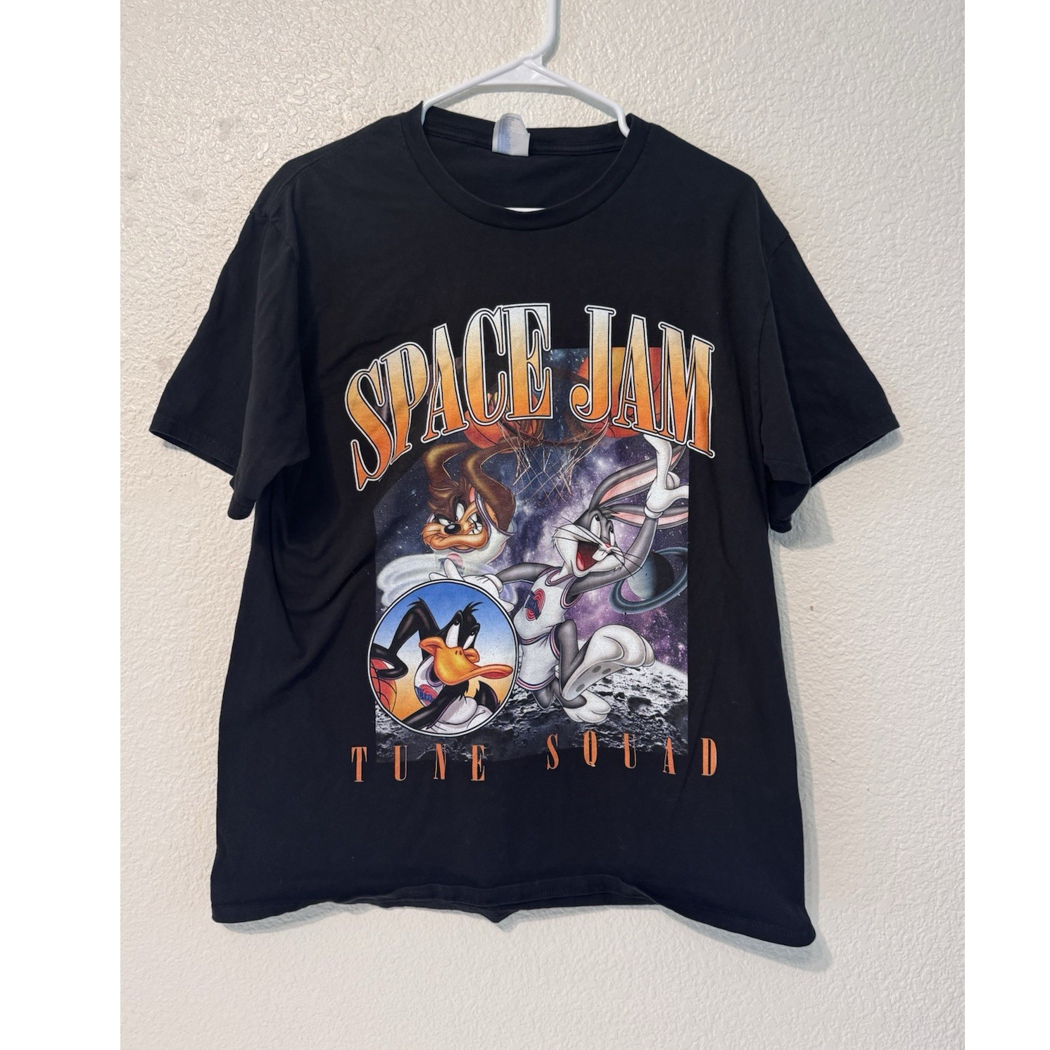 Port & Company Fan Favorite Men’s L Black Space Jam Tune Squad Graphic Tee