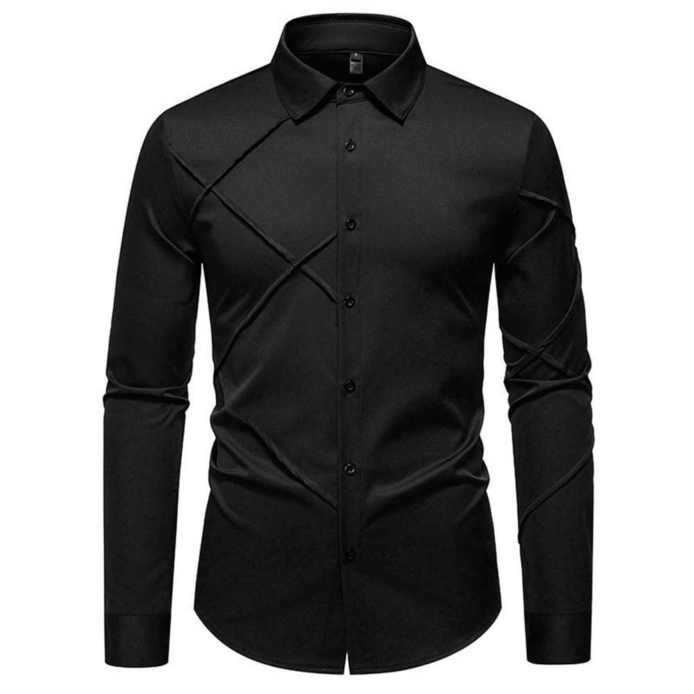 Men’s Dress Shirt Casual Slim Shirts Long Sleeve Button Down Tops Blouse