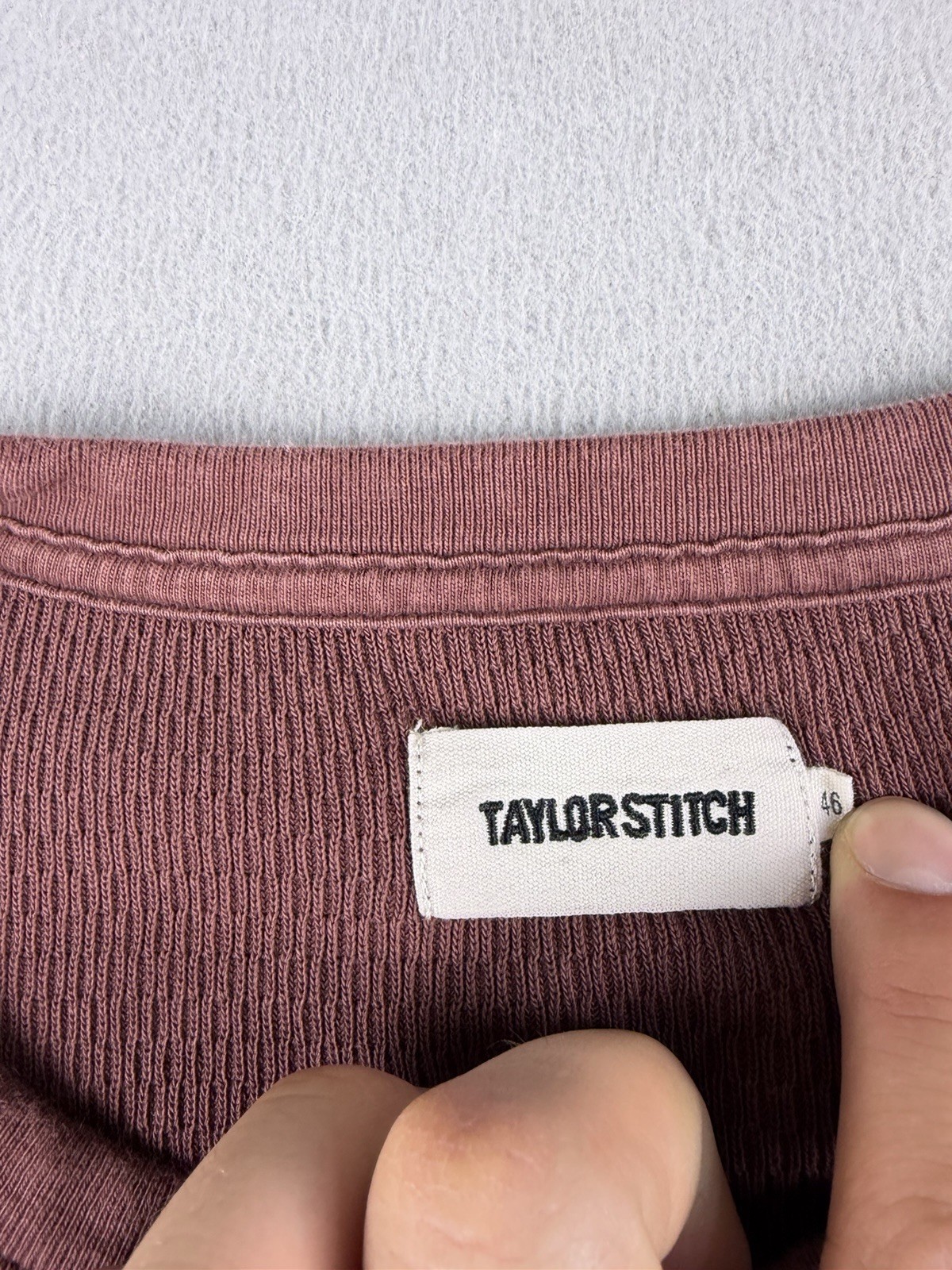 Taylor Stitch Shirt Men’s Size 46 Rust Brown Waffle Knit Crewneck Longsleeve