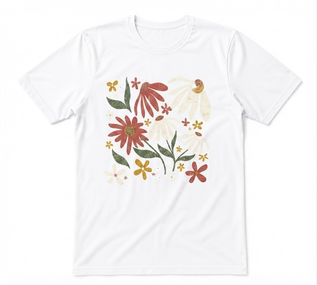 Boho Daisy Flower Nature Lover Gift White T-shirt