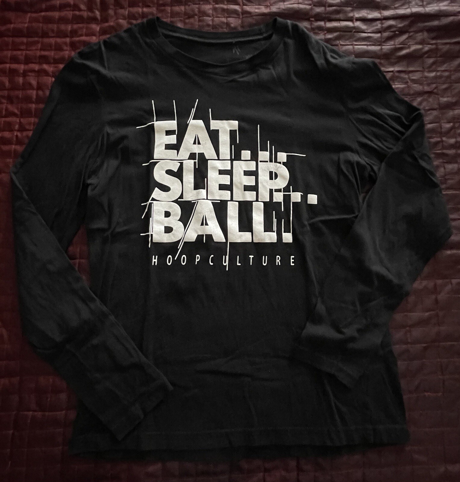 Hoop Culture Adult Black Long Sleeve T-Shirt “Eat sleep Ball” Mens Size Medium