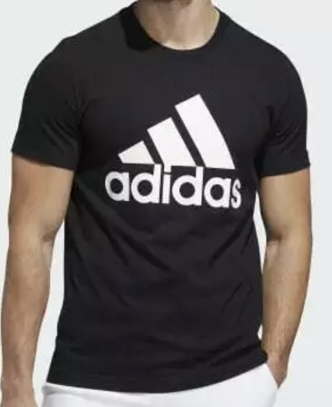 adidas Black T-Shirt Basic BOS Tee Men’s Sz Large 3 Stripes Logo Athletic NWT