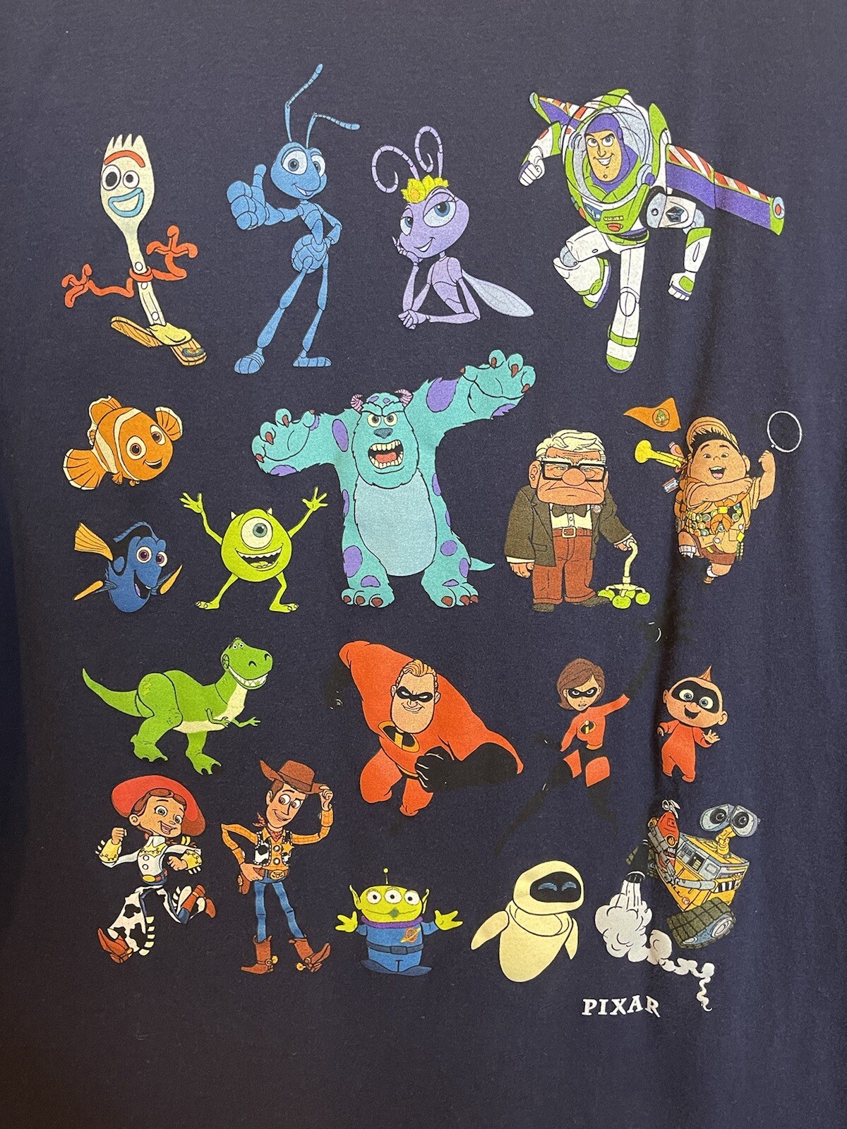 Disney Pixar Cartoons Short Sleeve Movie Graphic Tee Adult Large Blue