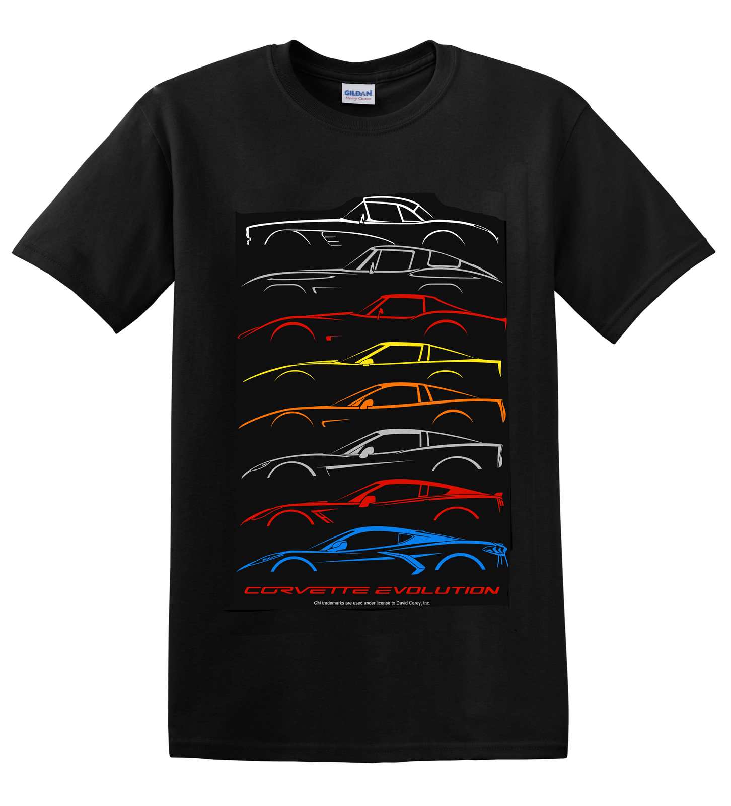 Chevrolet Corvette Evolution C1-C8 Graphic Cotton Shirt Black Official Licensed