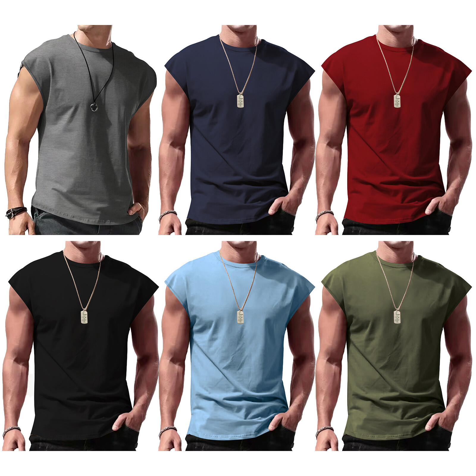 Men Workout Tank Tops Bodybuilding Shirts Sleeveless Gym Athletic Muscle T-shirt