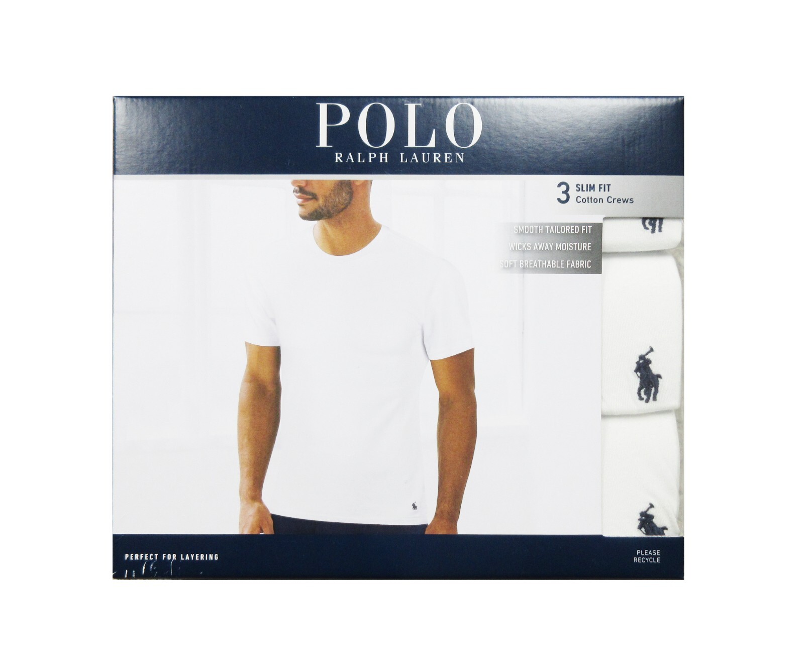 Polo Ralph Lauren Men’s White Slim Fit Crew-Neck 3 Pack T-Shirts