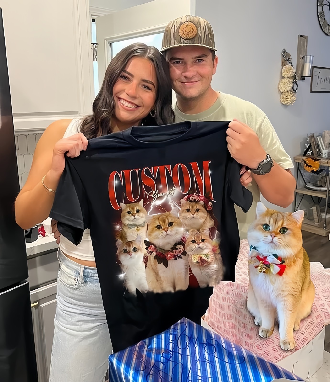 Personalized Custom Pet Name Cat Parent T-Shirt Casual Daily Tee Birthday Gift