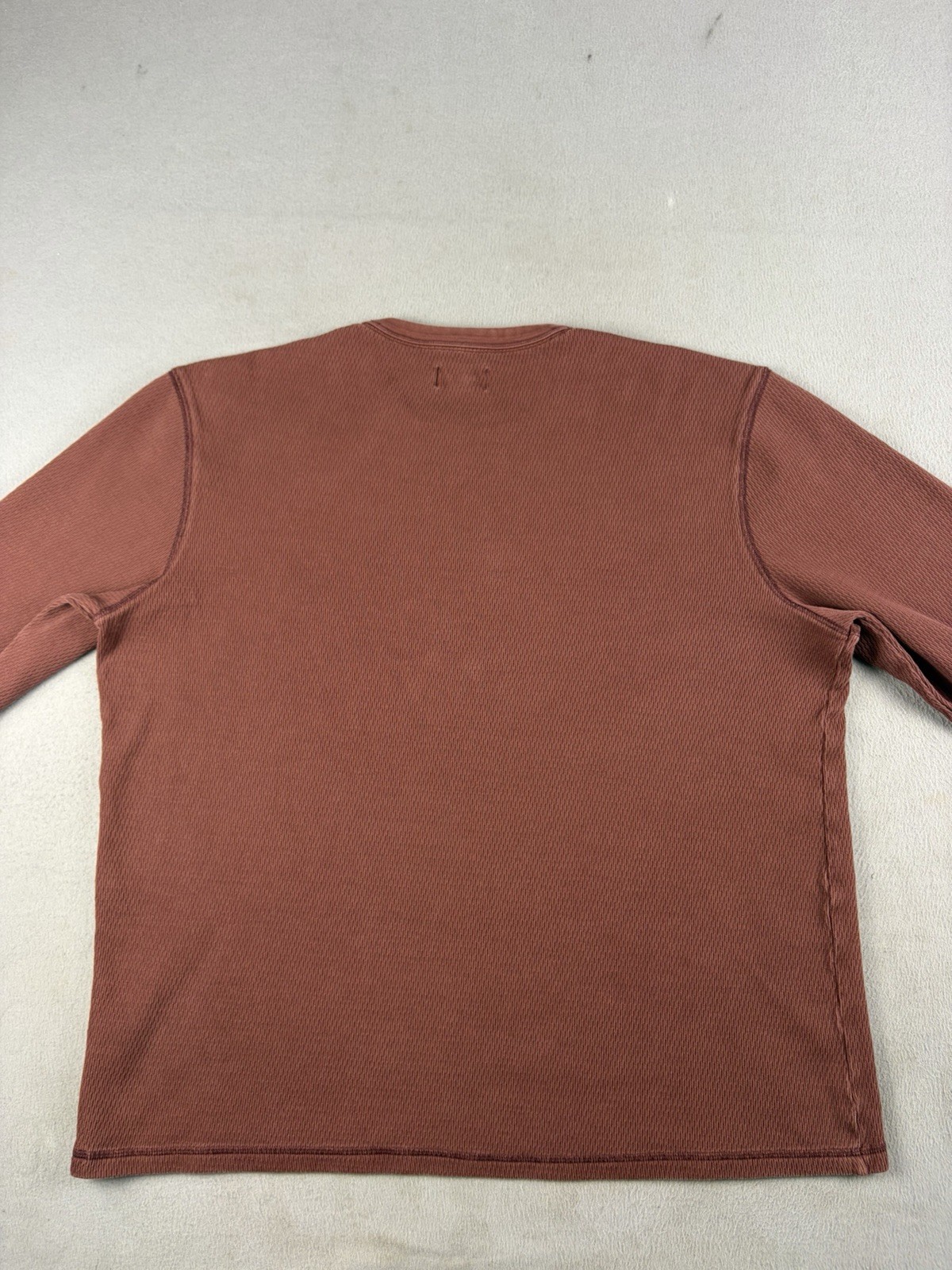 Taylor Stitch Shirt Men’s Size 46 Rust Brown Waffle Knit Crewneck Longsleeve