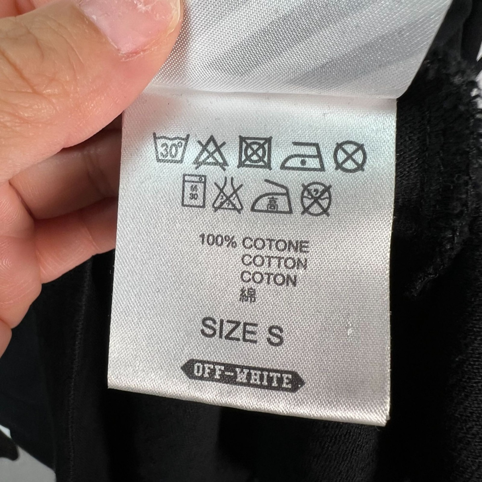 Off-White Mens Size Small Black Long Sleeve Graphic T-Shirt