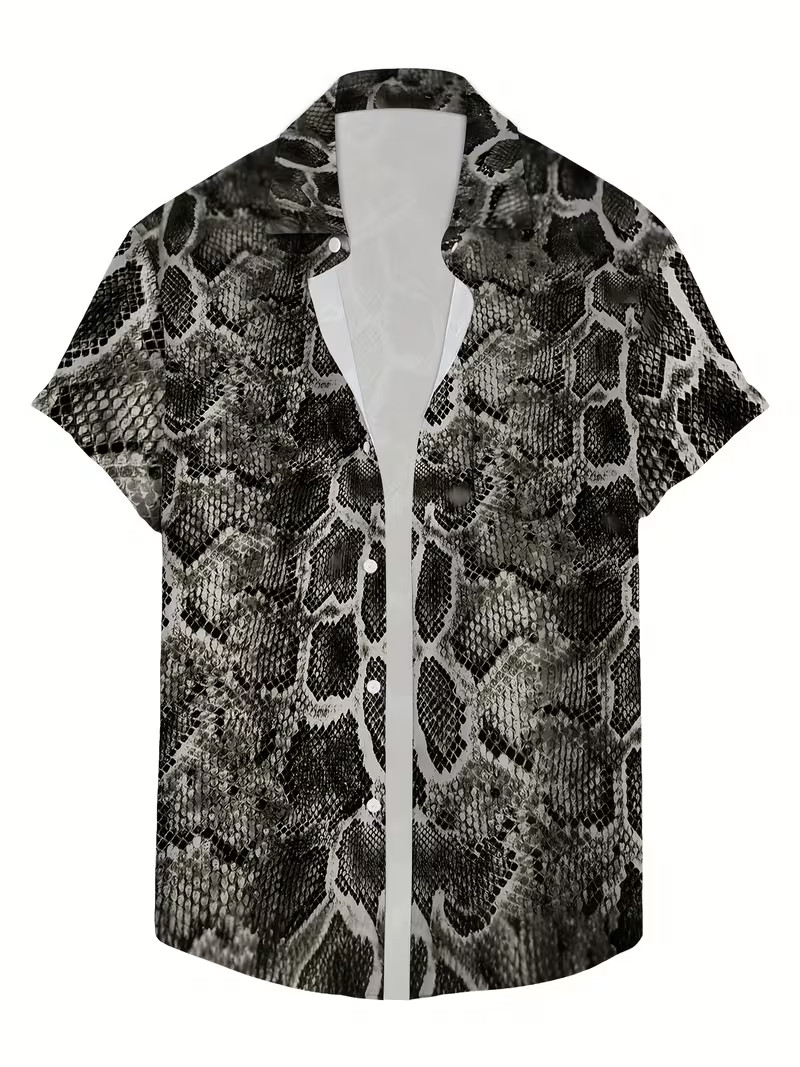 Featuring a Snake Skin Pattern – 3D Print Hawaiian Shirt – Adults & Youth