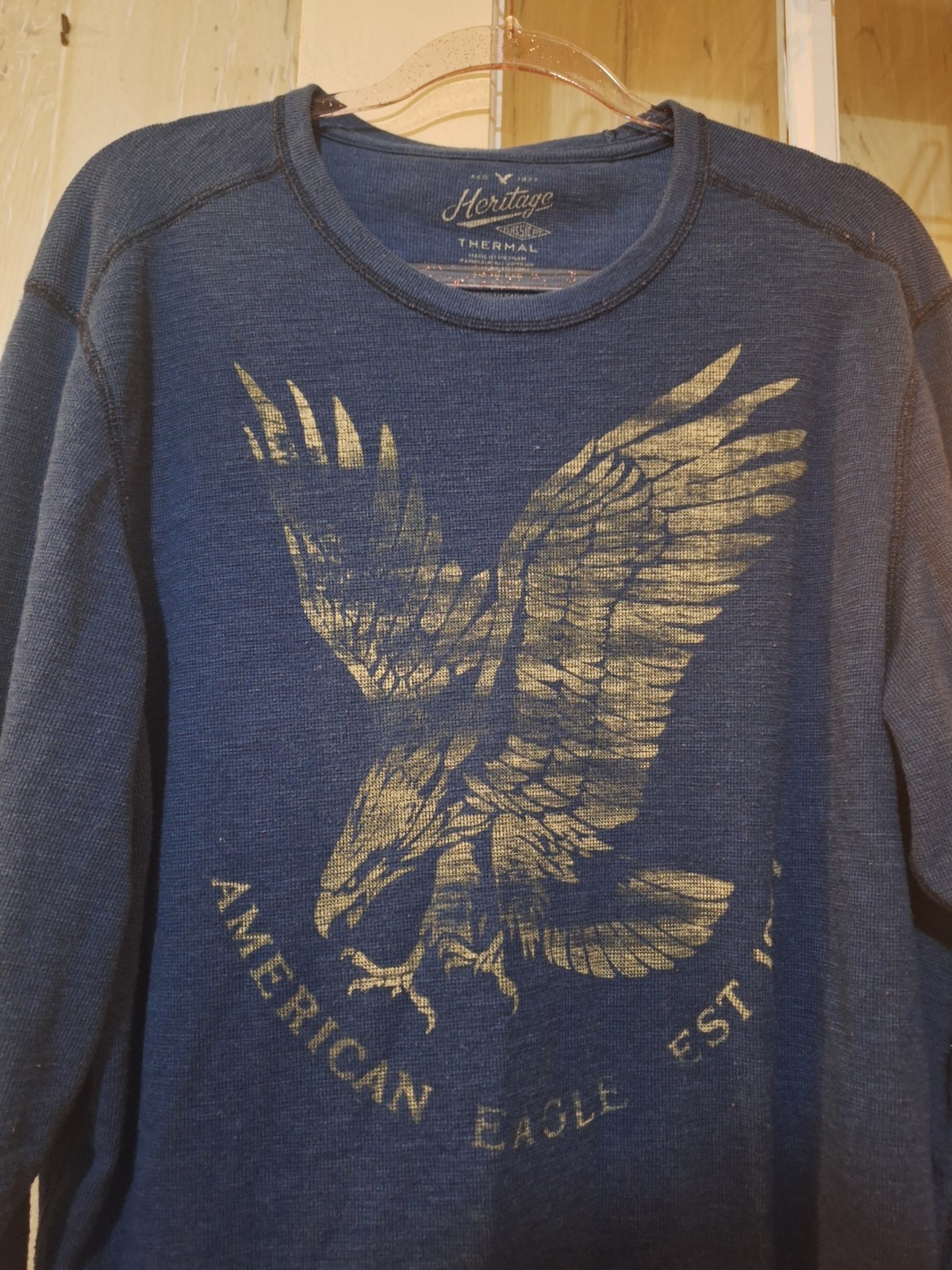American Eagle Outfitters Heritage Shirt Mens Size XL Thermal Classic Fit Blue