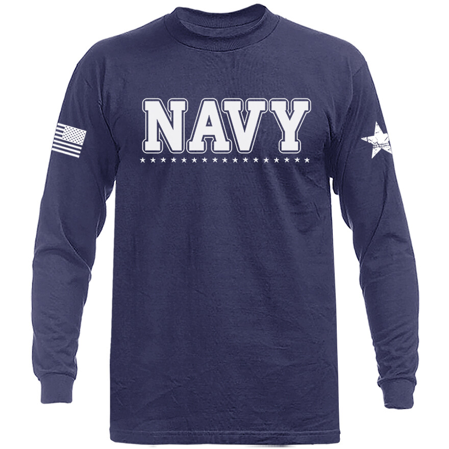 Navy Military Veteran American Pride Patriotic Graphic Long Sleeve