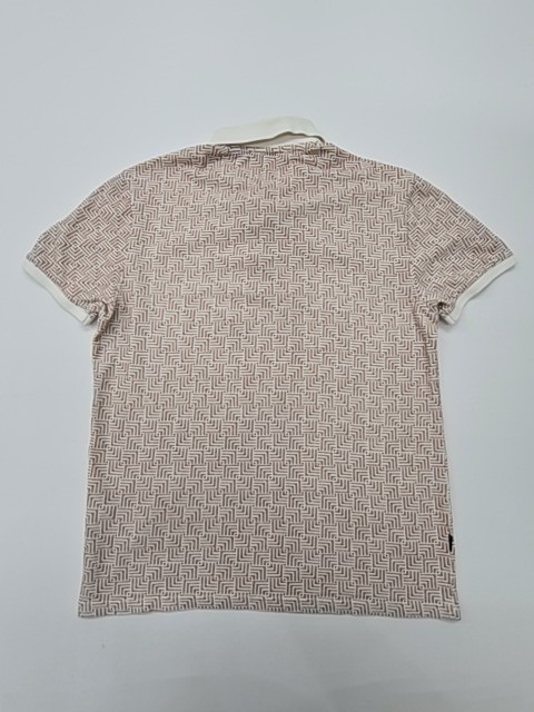 Pierre Cardin Boys Beige Geometric Polo Shirt Size M Regular Condition