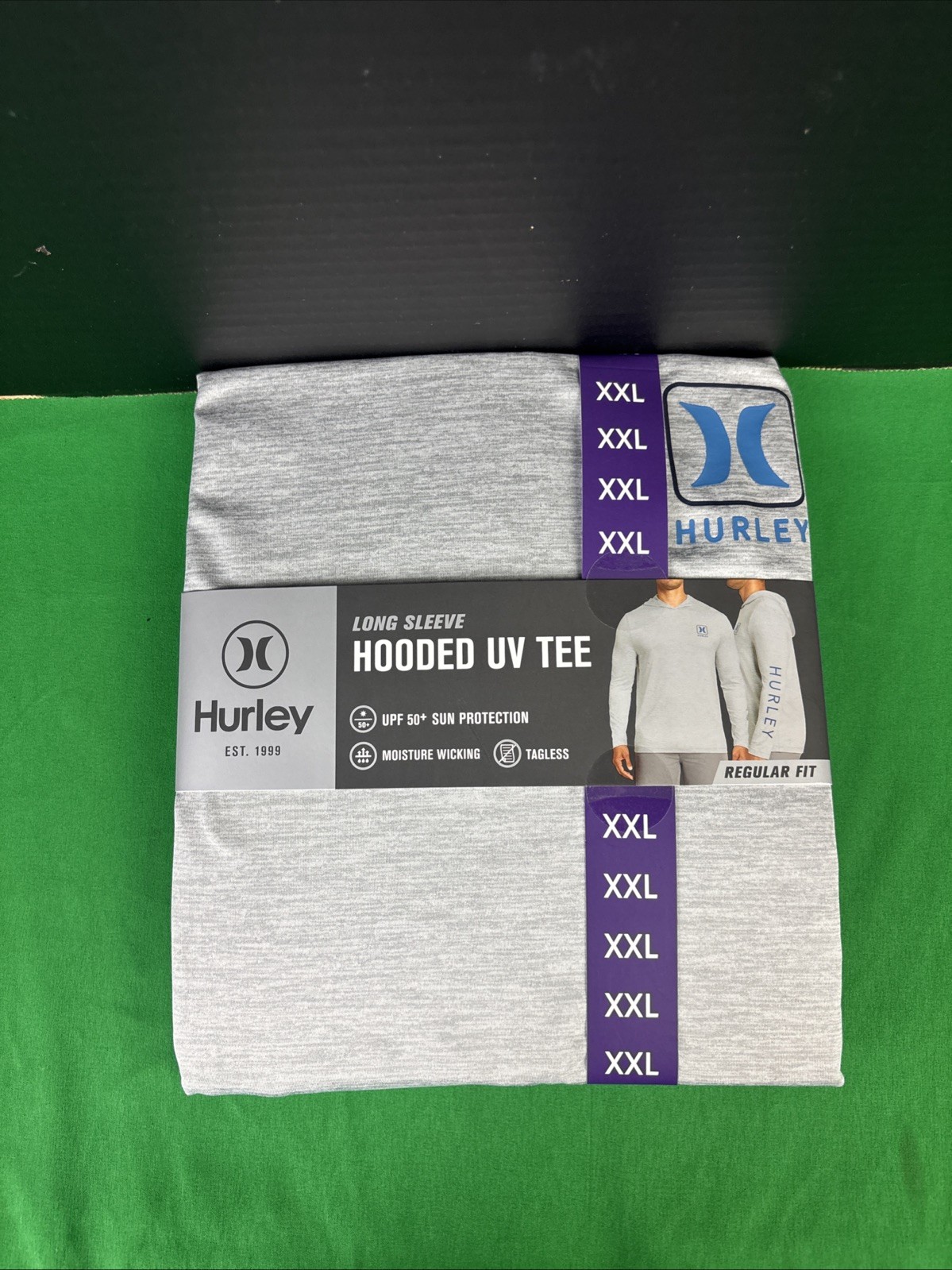 Hurley Men’s Sunny Side Hybrid Stretch Hooded UV T-Shirt Size XXL Light Grey