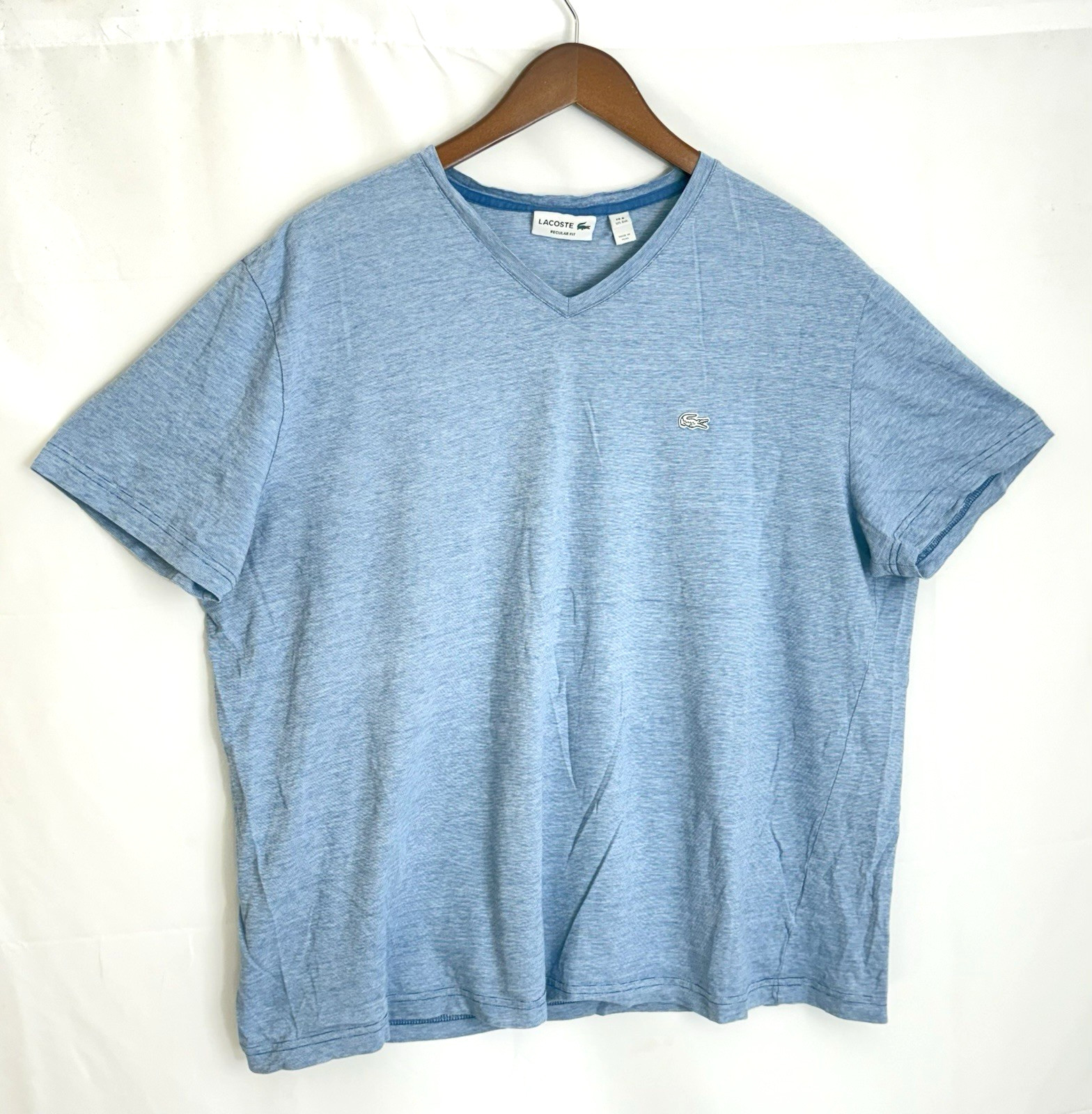 Lacoste Men’s Size 3XL (8) Blue w/ White Alligator Logo S/S V-Neck T-Shirt Tee
