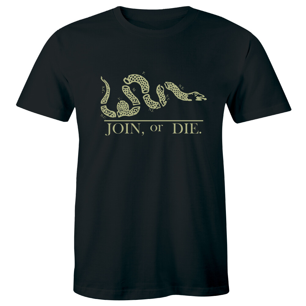 Join Or Die Don’t Tread On Me American Flag Patriotic Tshirt Yellow Snake