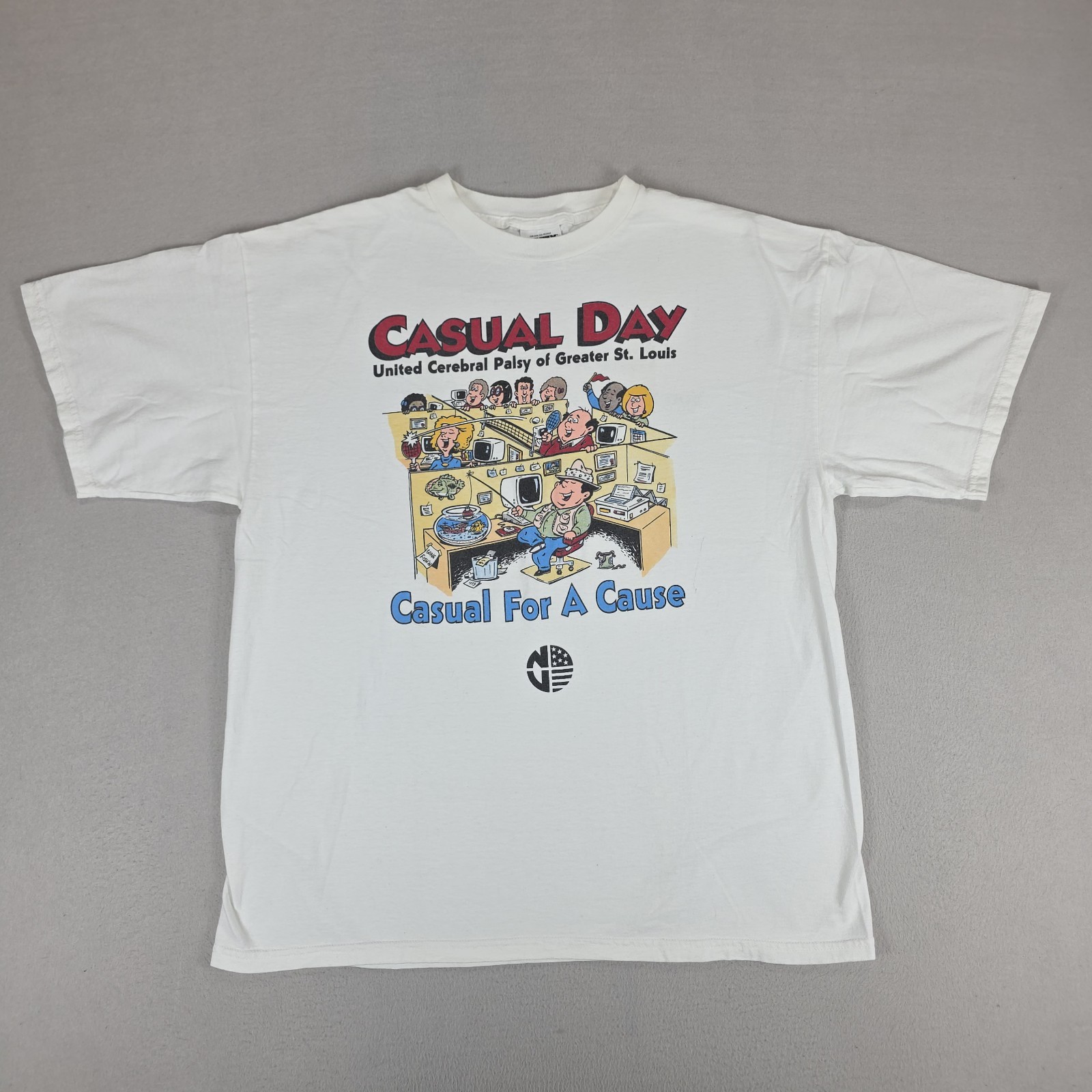 Vintage United Cerebral Palsy Casual Day Shirt Mens XL White St. Louis Cartoon