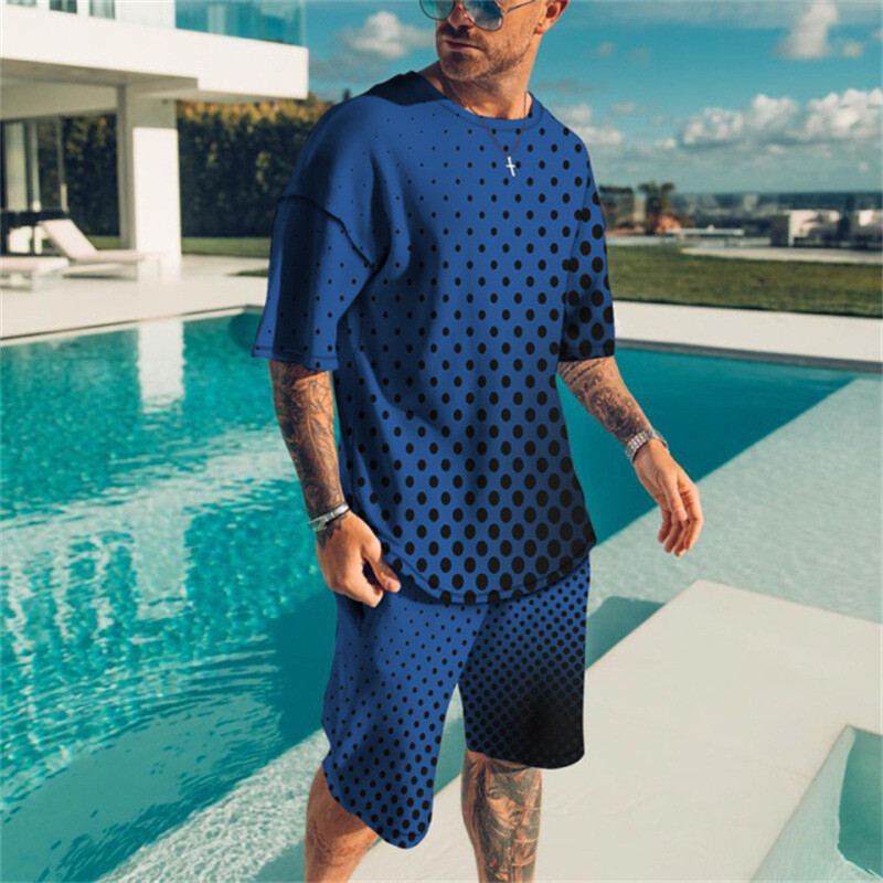 Summer Men’s Outfit 2-Piece Set Short Sleeve T-Shirts and Shorts Sweatsuit Set
