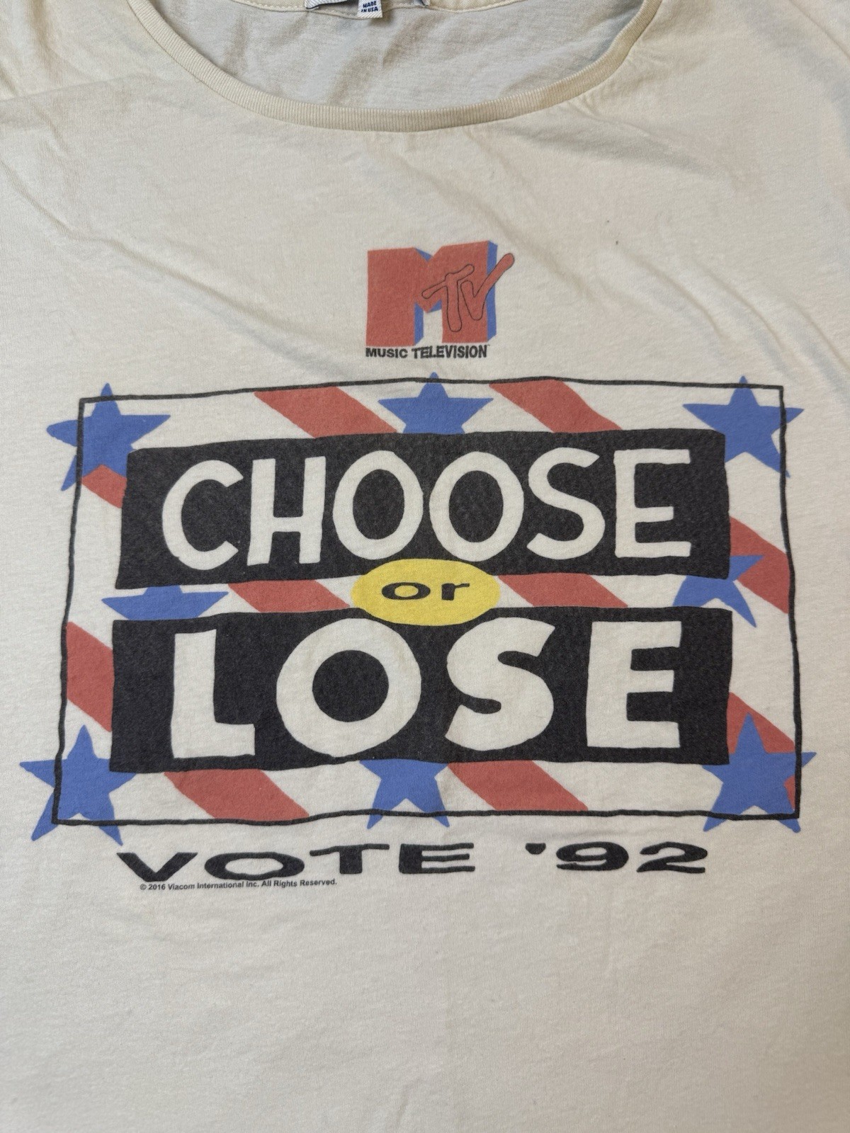 Junk Food MTV Choose Or Lose ‘92 T Shirt Small TV Political Awareness Campaign