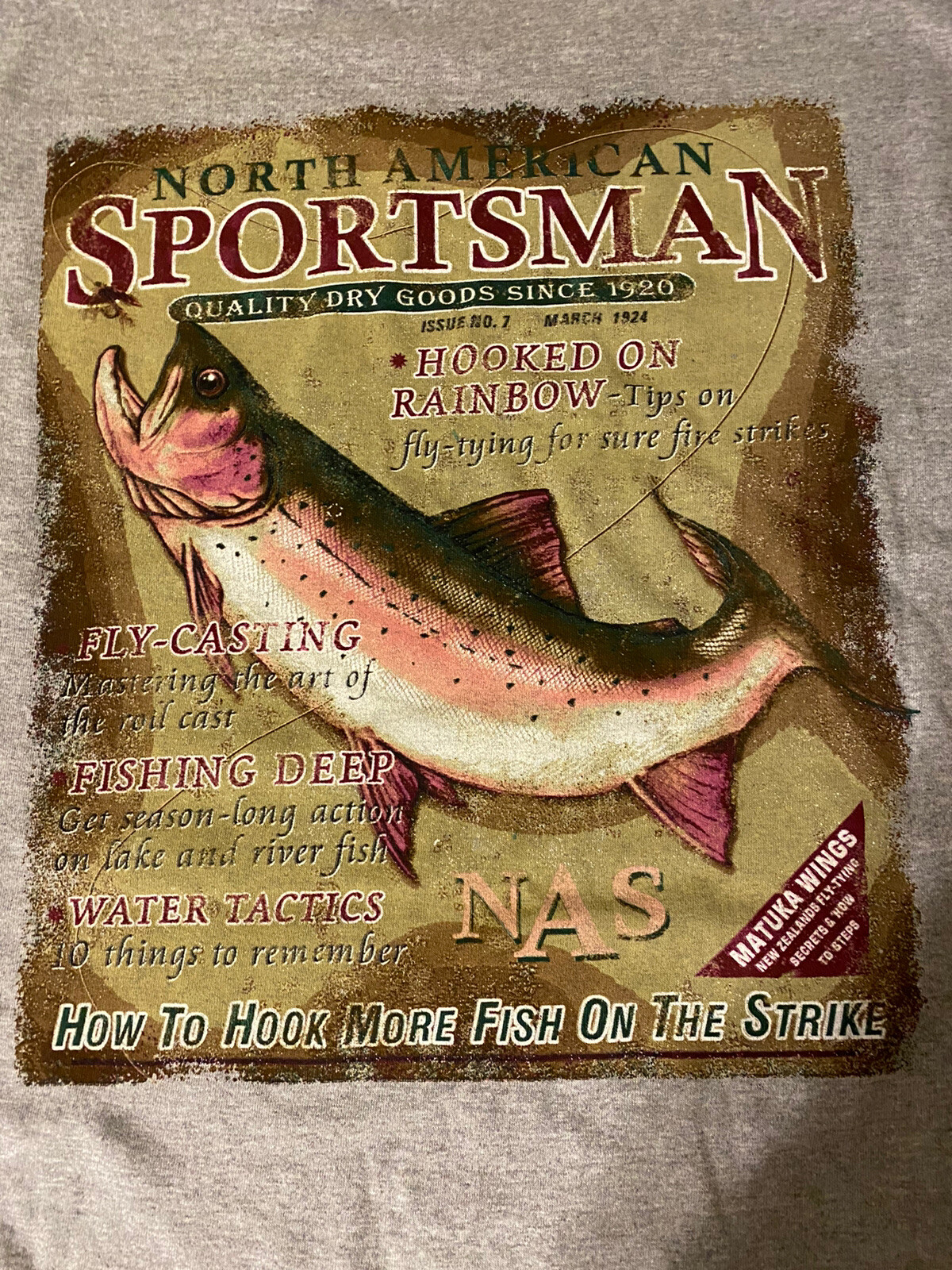 Vintage Mens American Sportsman Fishing North American Hunter T Shirt L