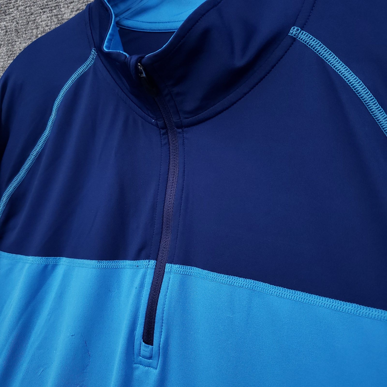 Tommy Bahama 1/4 Zip Shirt Mens XL Blue Two Tone Mock Neck Pullover Activewear