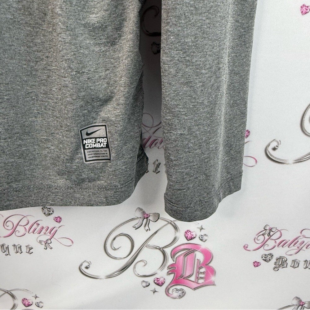 Nike long sleeve shirt dri fit grey silver Pro Combat Men’s Long Sleeve Gray Tee
