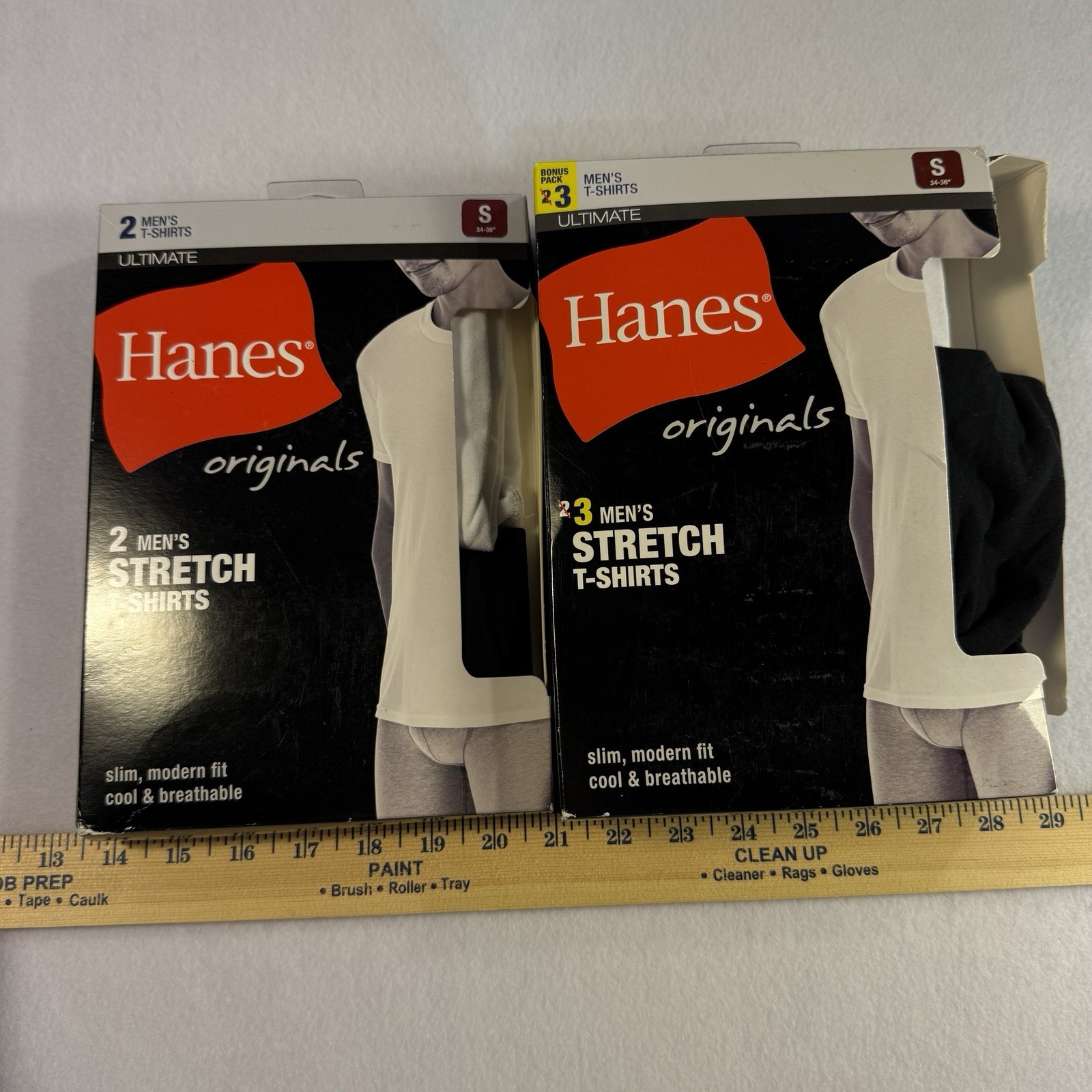Men’s Hanes Ultimate Stretch Slim Modern Fit 5 Pack Crew Neck T-Shirts Size S
