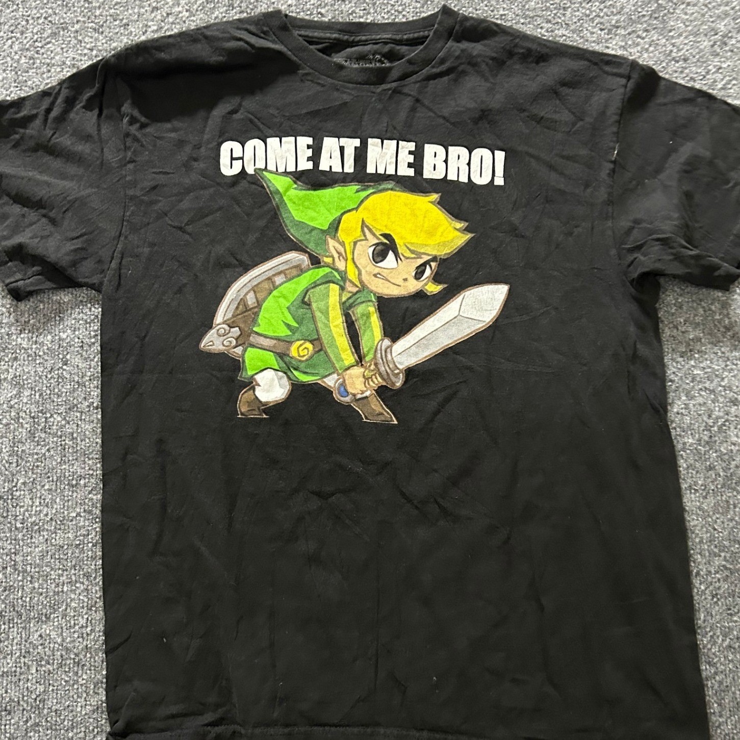 Nintendo Shirt Mens Size L Black Zelda Spirit Tracks Link Come At Me Bro Graphic