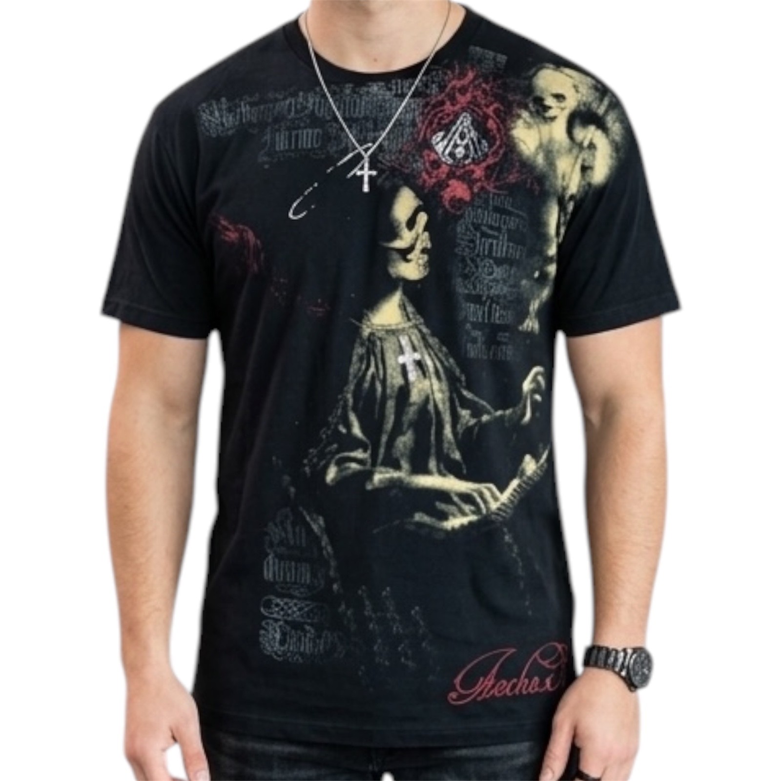 ARCHAIC by AFFLICTION Black LULLABY Short Sleeve Slim Fit Y2K Mens T-shirt NWT