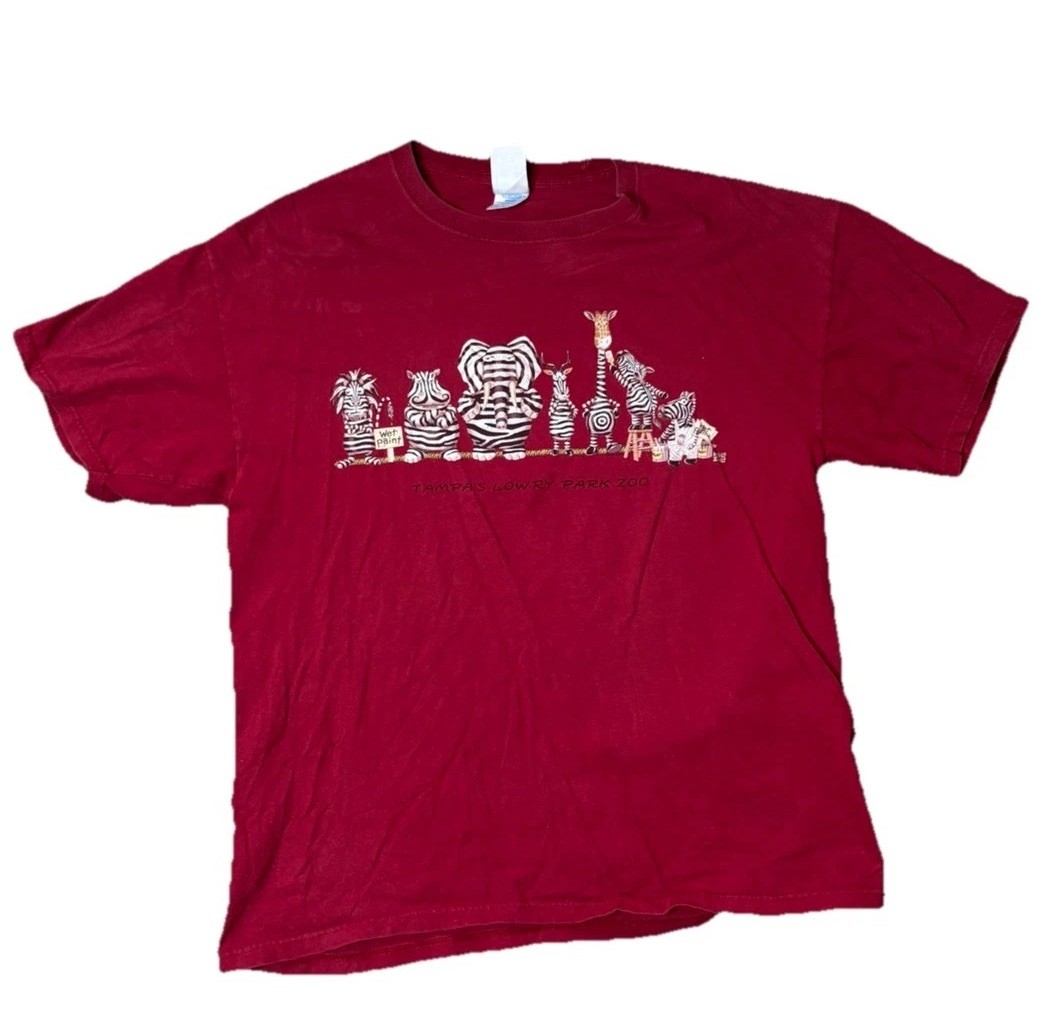 Thrifted Zoo Animal Graphic Tee Crew Neck Short Sleeve Men’s XL