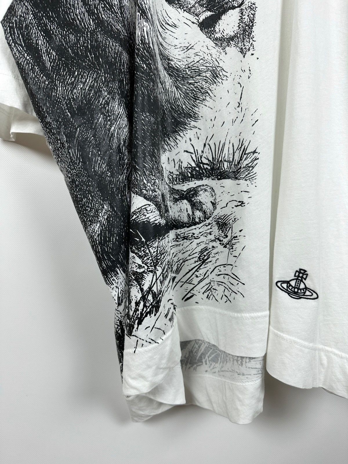 Vivienne Westwood Anglomania Graphic Lion Orb White T-Shirt Size OS