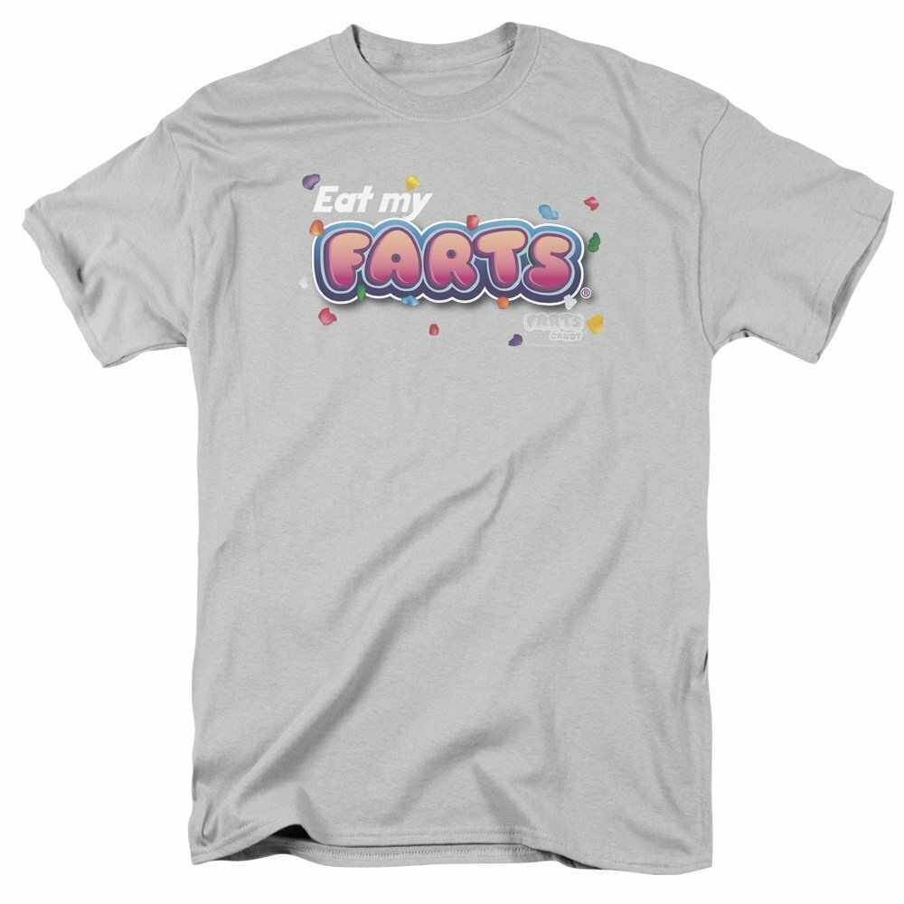 Trevco Men’s Candy Fart University Adult T-Shirt, Silver, Medium