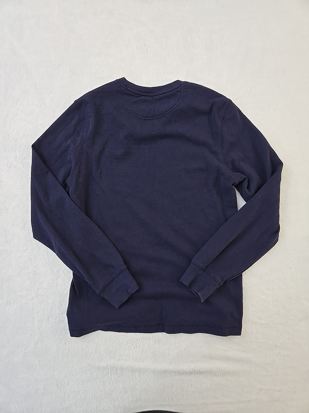US Polo Assn Thermal Waffle Knit Shirt Mens Sz Medium Navy Blue Red Pony Preppy