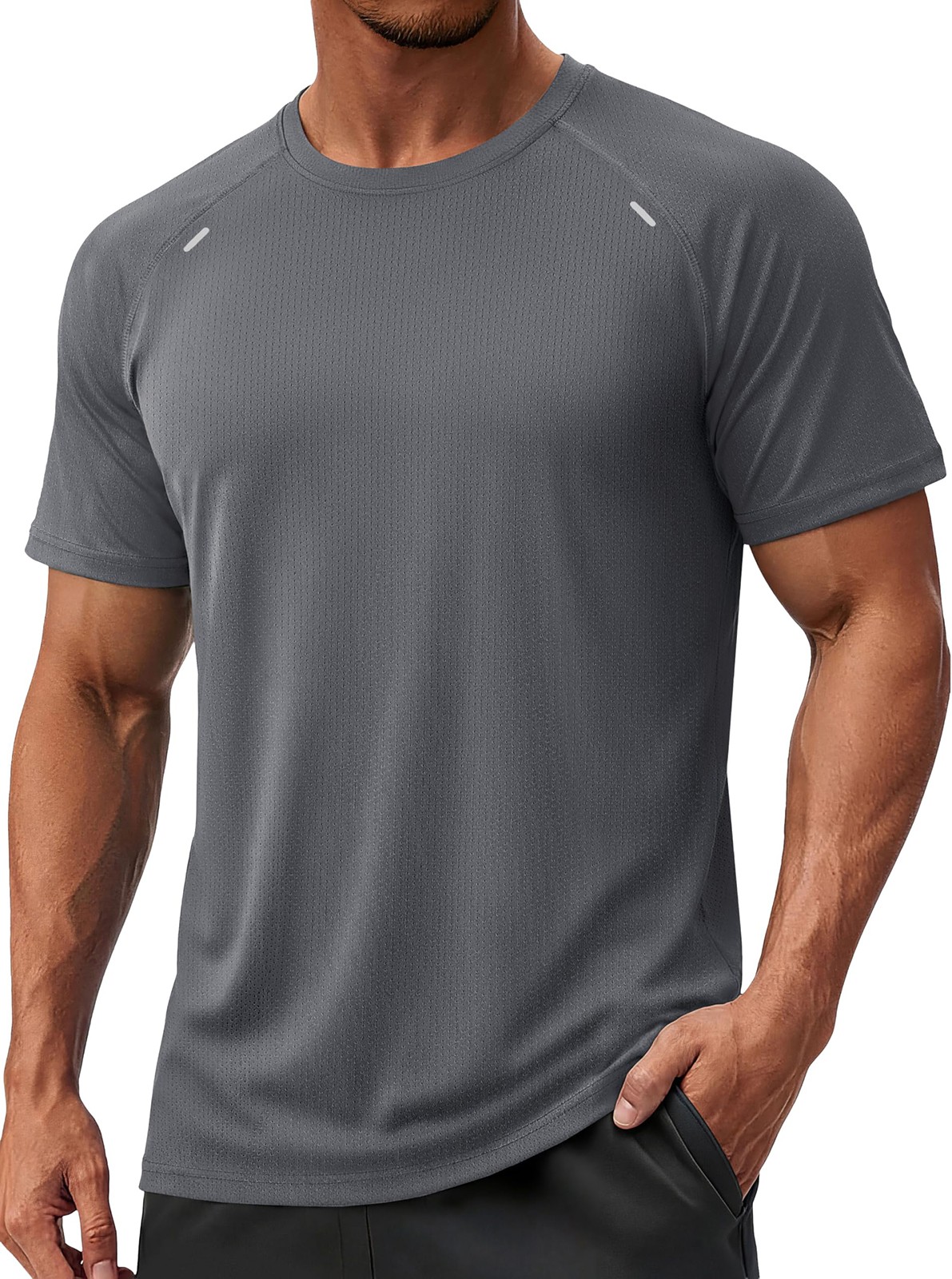 Men’s Workout Shirts Athletic Quick Dry Mesh Short Sleeve Shirt Running Gym Tops
