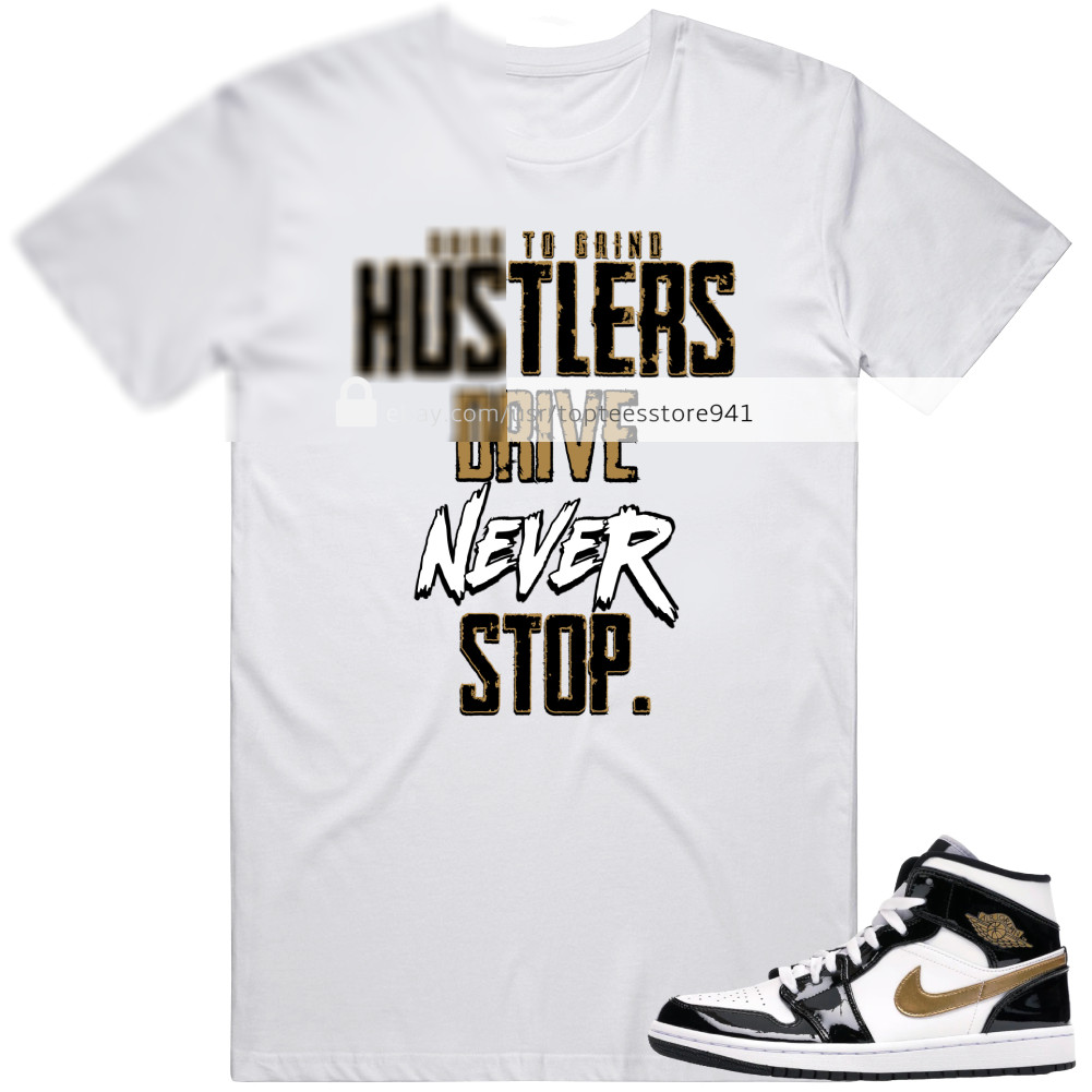 Shirt To Match Air Jordan 1 Mid Patent Black White Gold Men