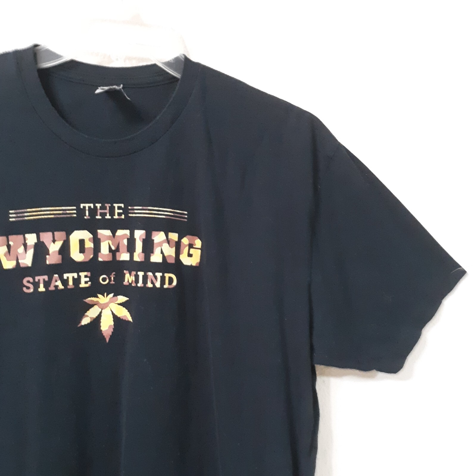 Wyoming State of Mind Shirt Men XL Black Cotton Short Sleeve By Next Level 3633
