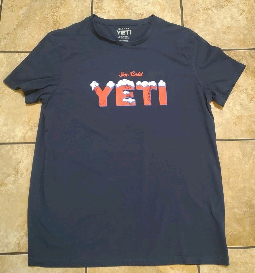 Yeti ‘Ice Cold Yeti’ Blue Short Sleeve Cotton Graphic T-shirt Men’s Size XL