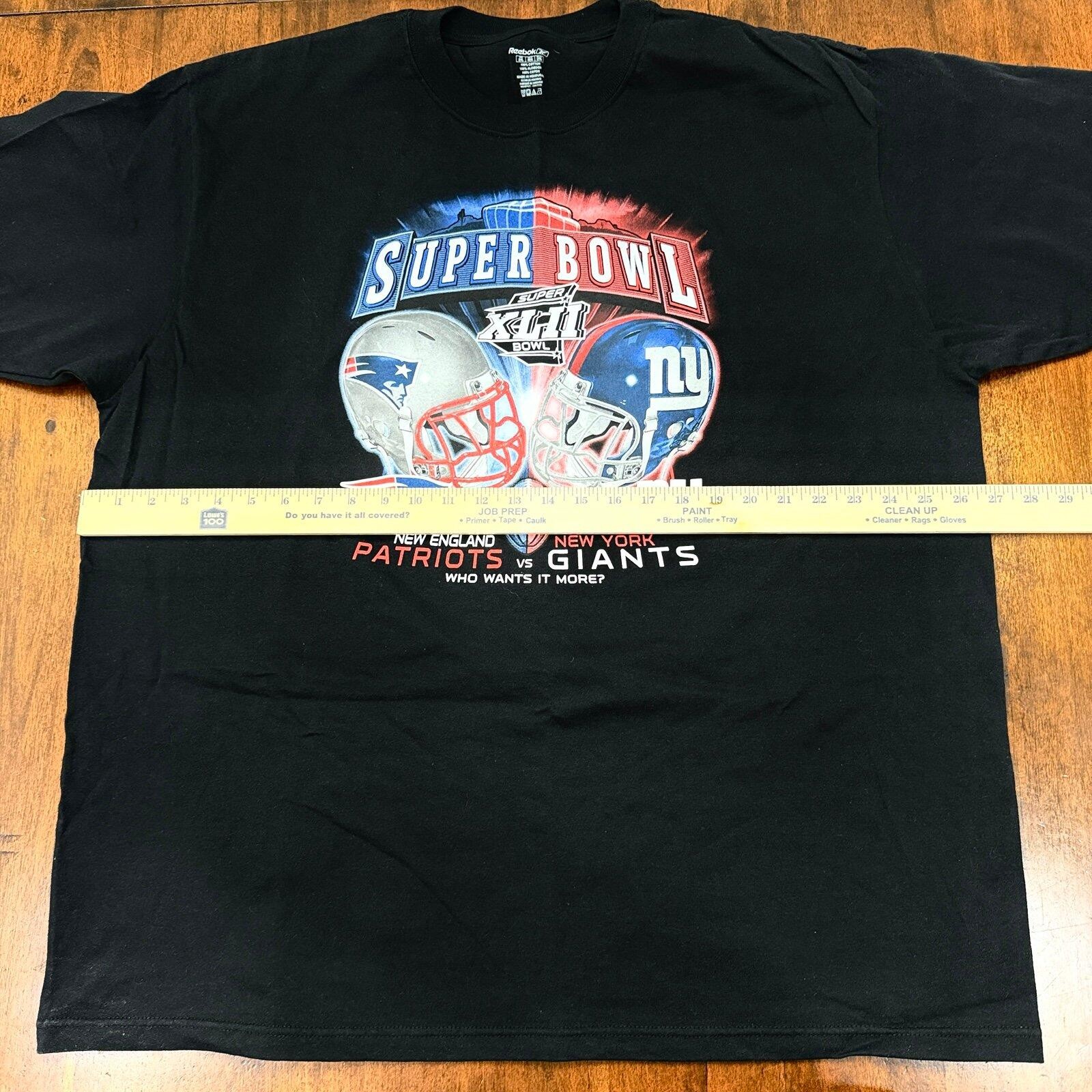 Reebok Super Bowl XLII T-Shirt 2XL Black New England Patriots New York Giants NF