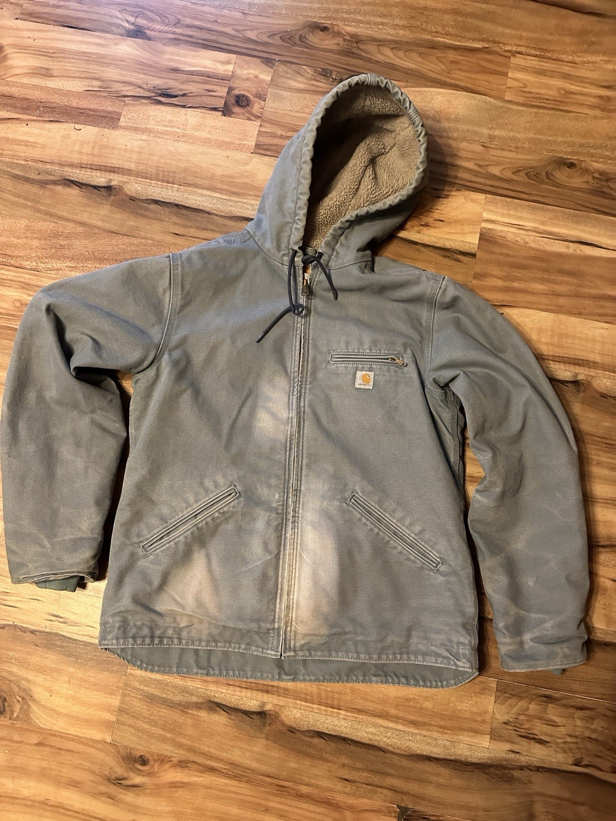 Carhartt Men Signature Sleeve Logo Long Sleeve T Carbon Heather Size Medium