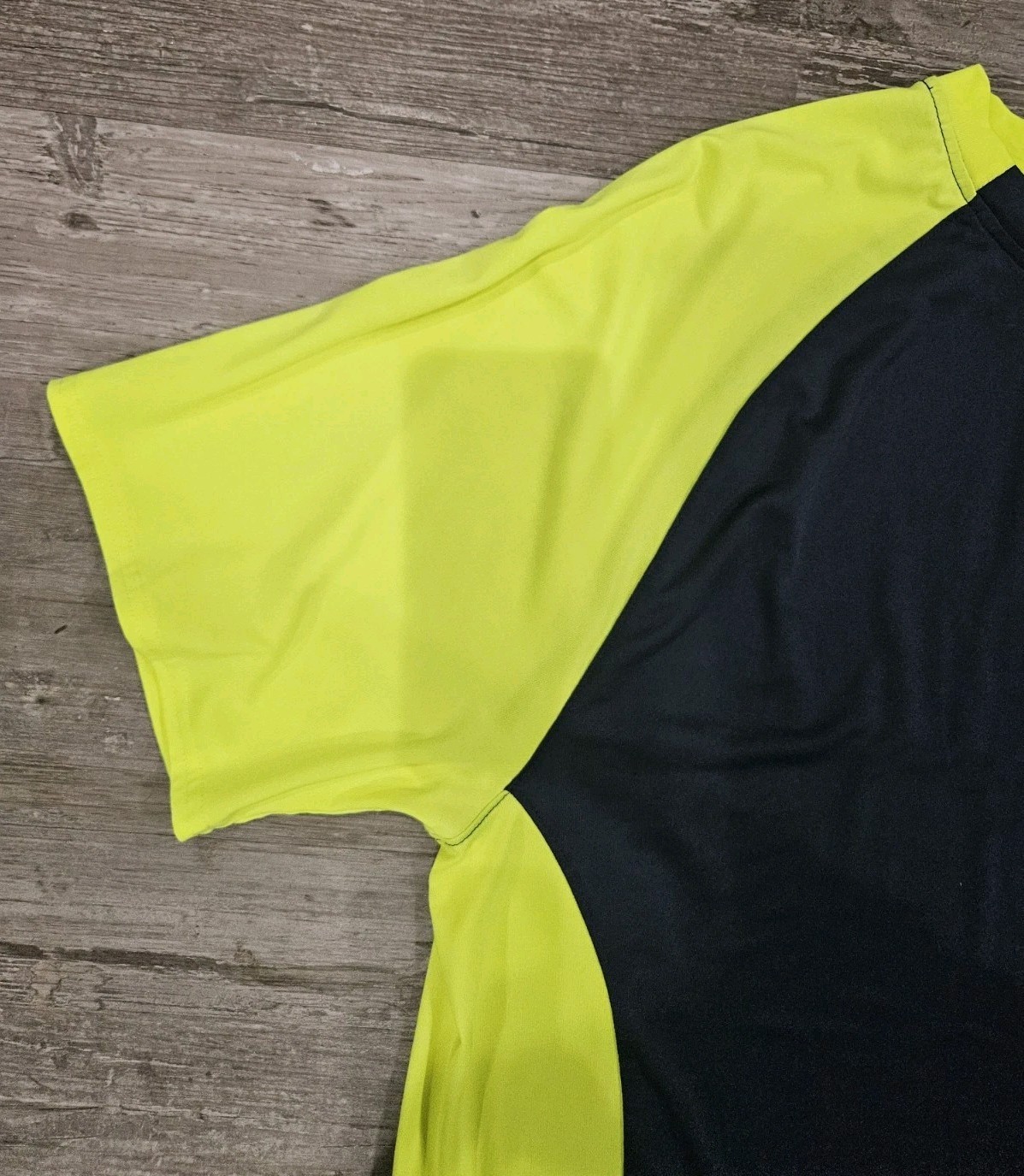 Mens XXL Two Tone Pullover BCG Navy Neon Yellow Short Sleeves Side Panels