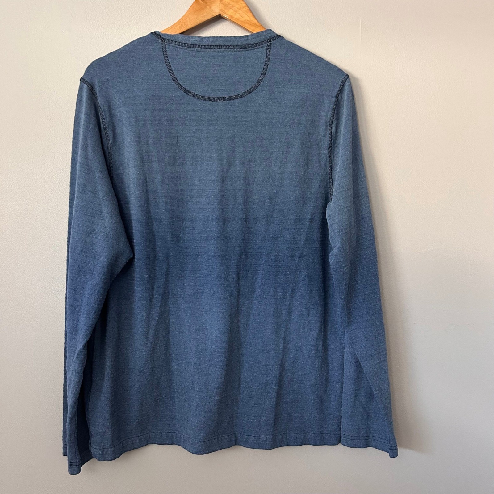 Carbon 2 Cobalt Shirt Mens Large Blue Cotton Long Sleeve Watermark Henley