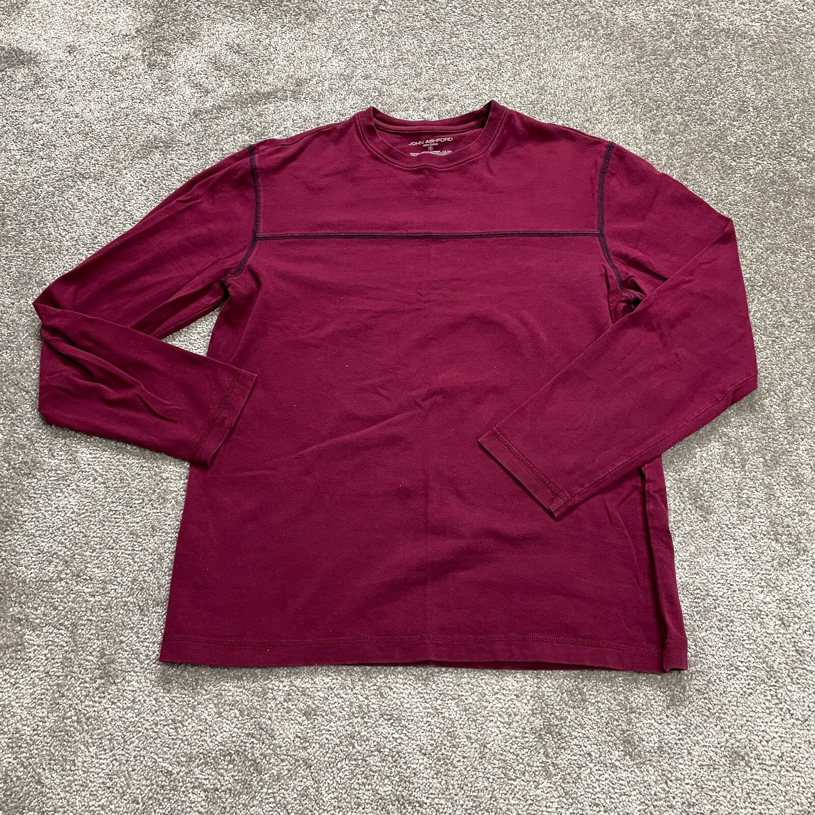 John Ashford Shirt Mens Small Crimson Red Long Sleeve Cotton Casual Adult Tee