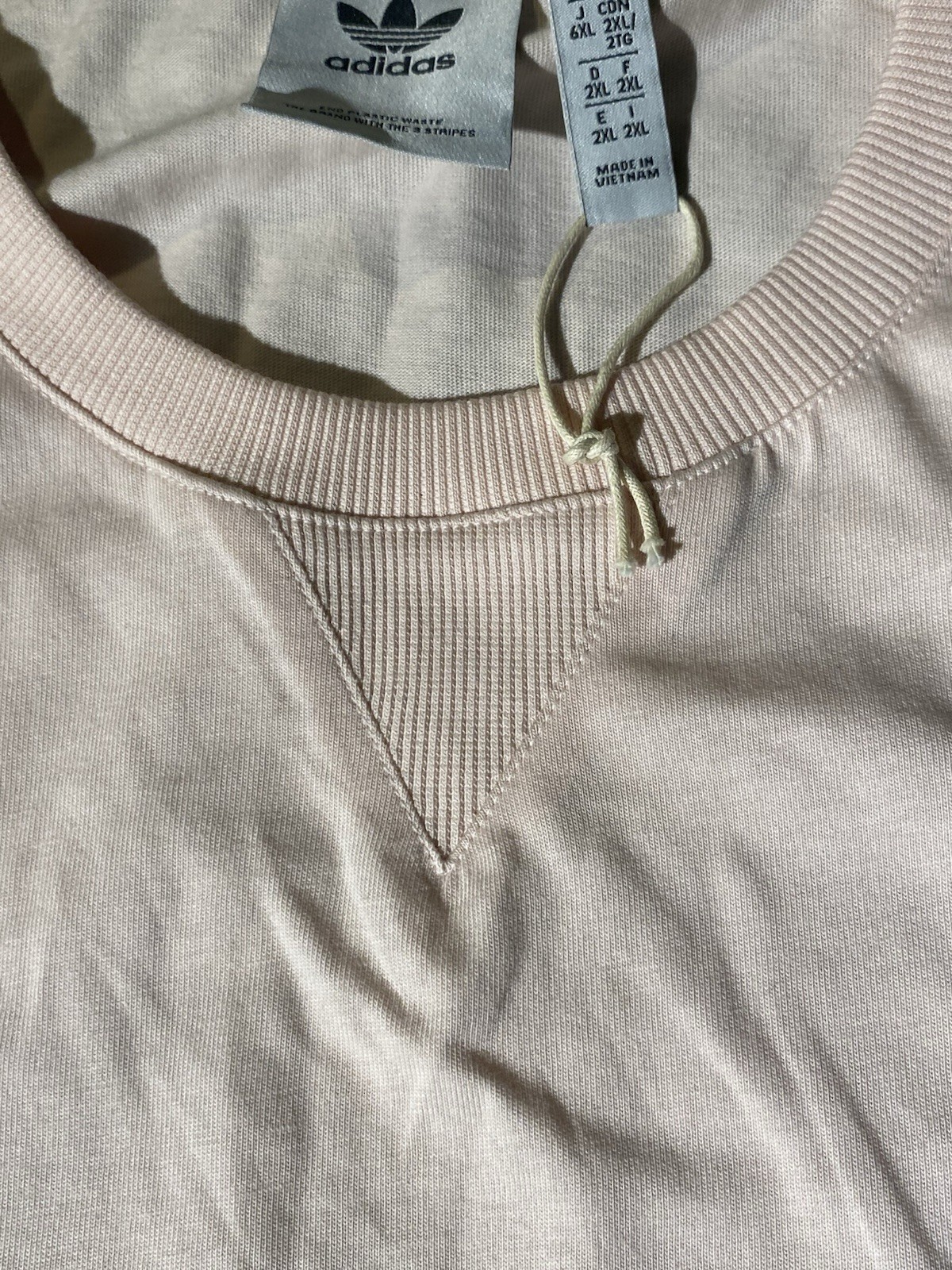 Adidas Originals T-Shirt Men’s Cream Pink Navy 3 Stripe Short Sleeve Trefoil Tee